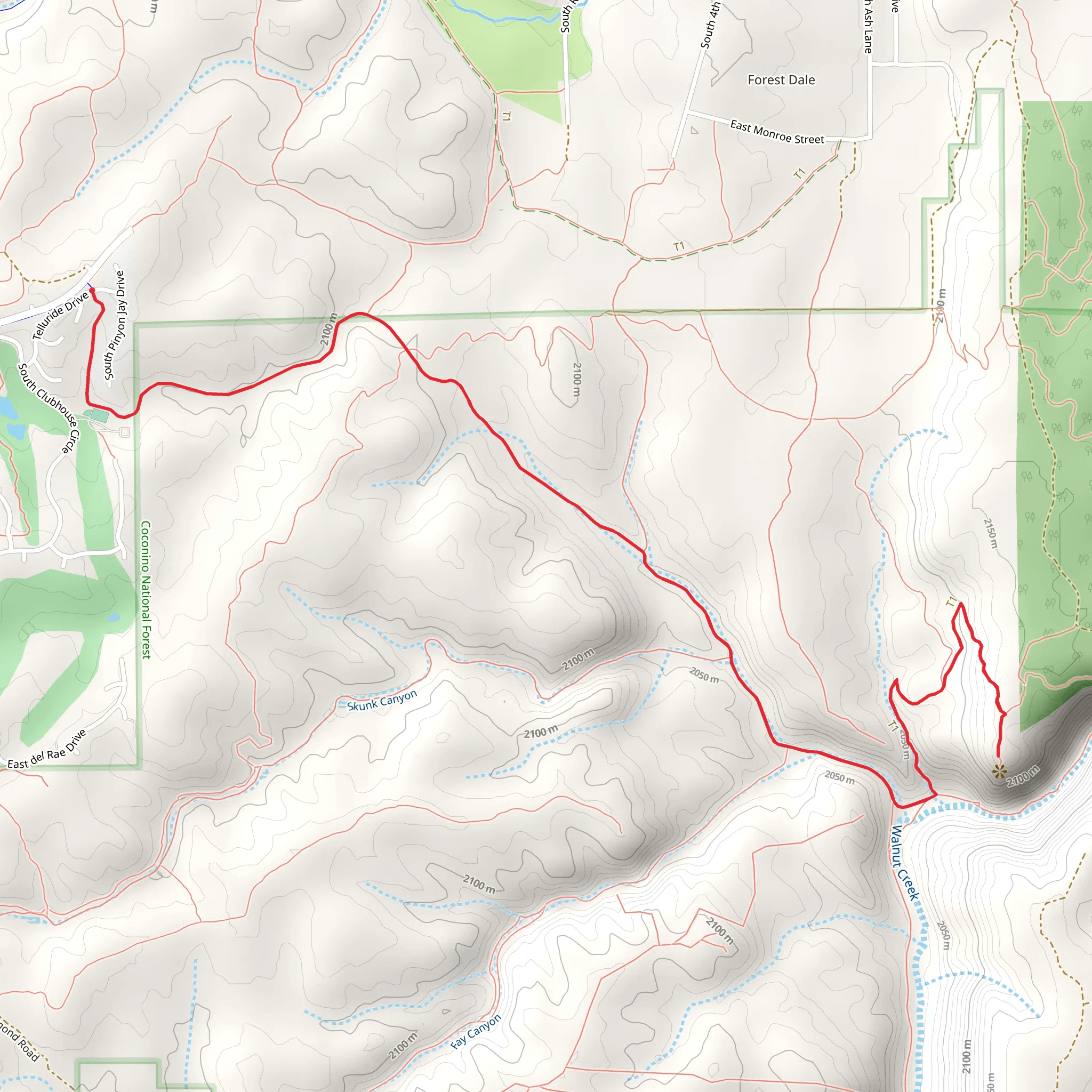 Walnut Canyon and Arizona Trail mobile static map