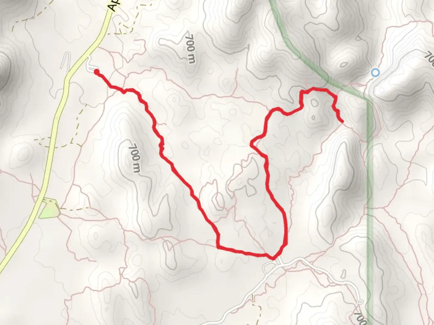 An image depicting the trail First Water Creek via Willow Springs Canyon and its surrounding area.