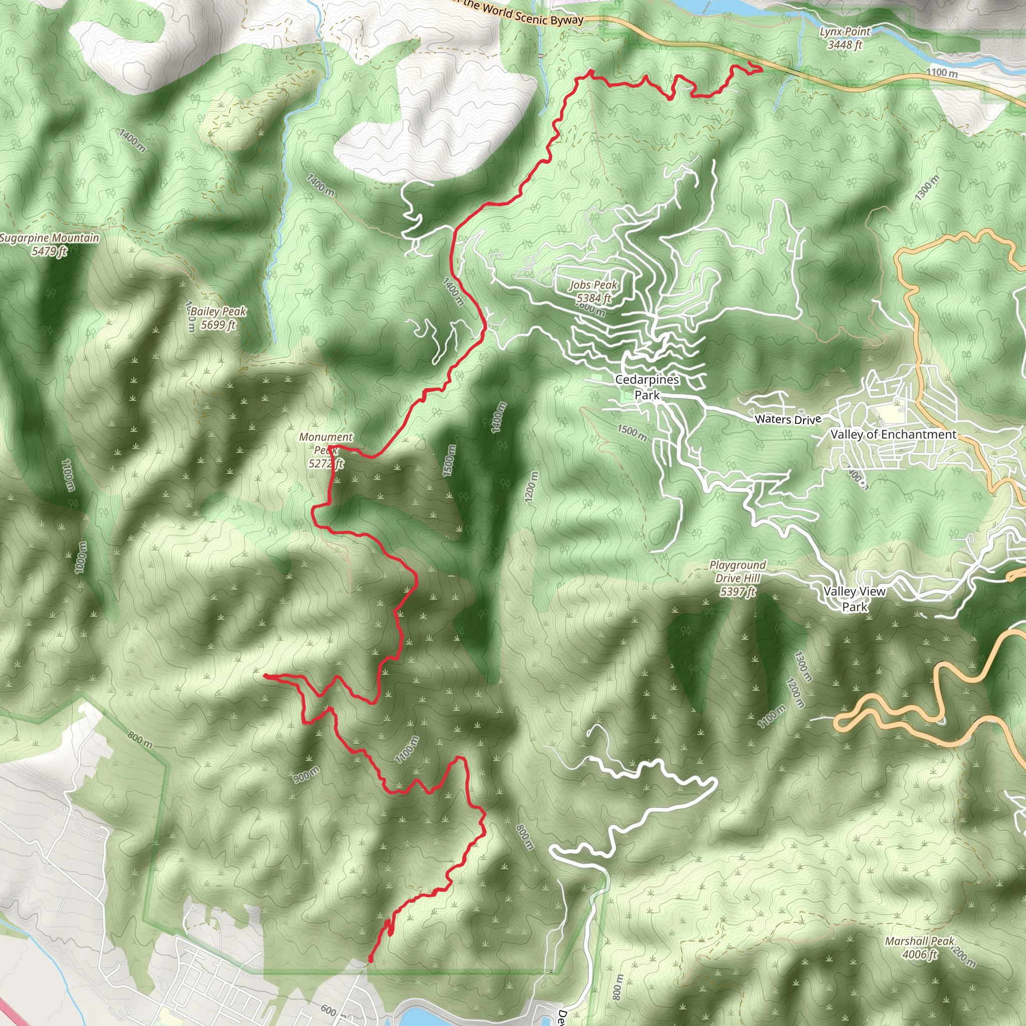 Pine Flat and Monument Peak mobile static map