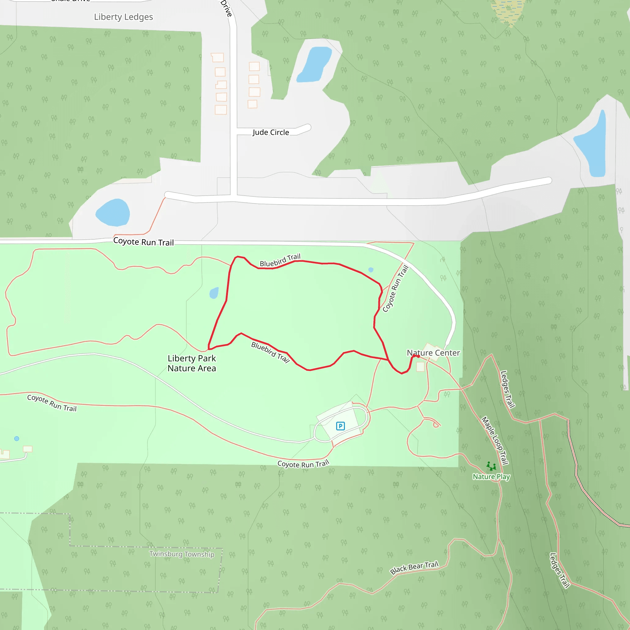 Coyote Run and Bluebird Loop Trail mobile static map