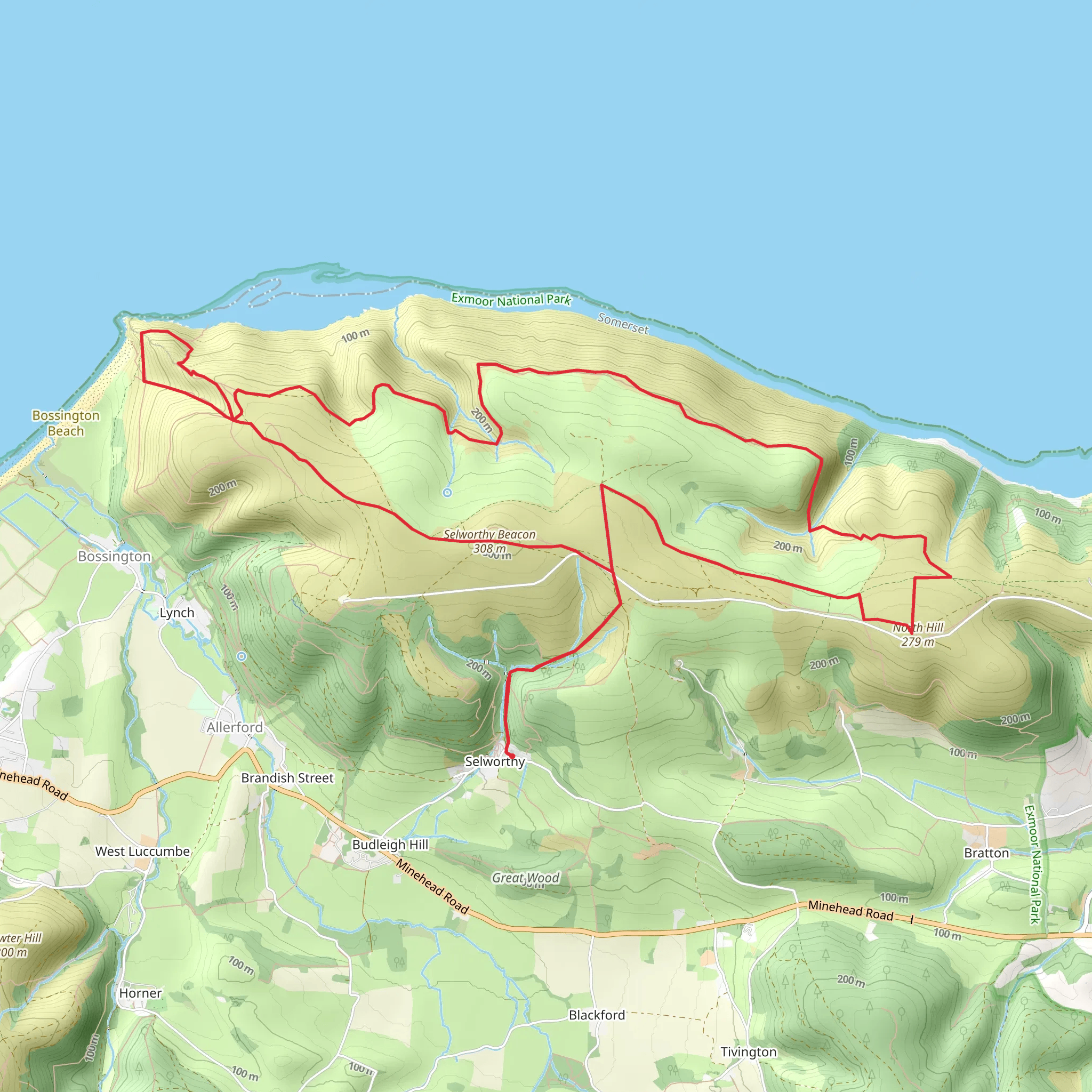 Selworthy Beacon & Hurlstone Point mobile static map