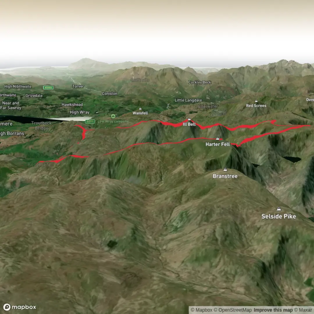 An image depicting the trail Kentmere Horseshoe and its surrounding area.