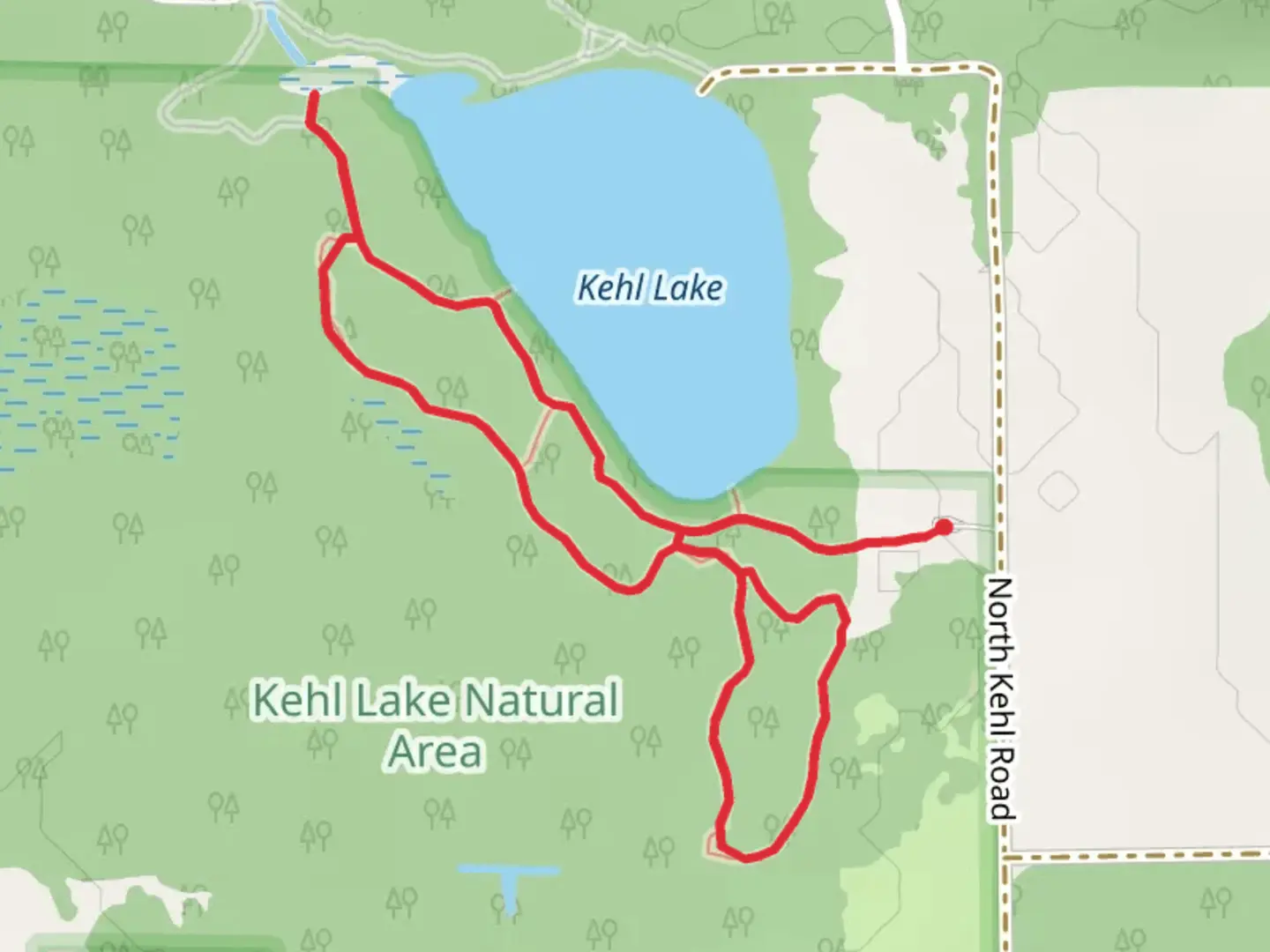 An image depicting the trail Outer and Old Birch Loop Trail and its surrounding area.