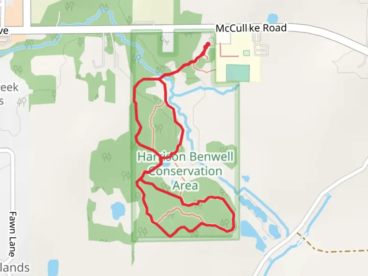 An image depicting the trail Short Loop and South Loop and its surrounding area.