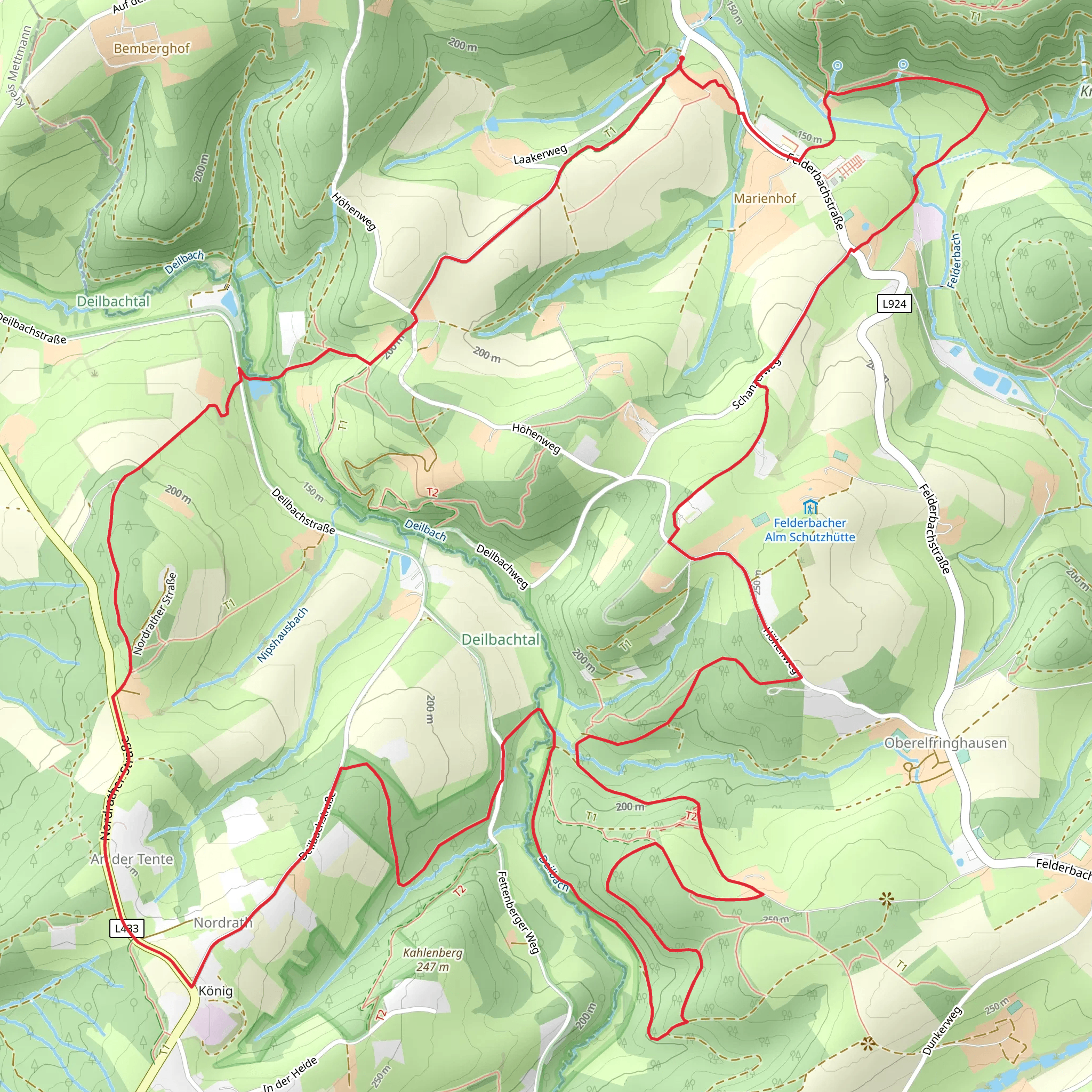 Deilbachmühle, Oberelfringhausen and Elfringhausen Rundweg Loop mobile static map