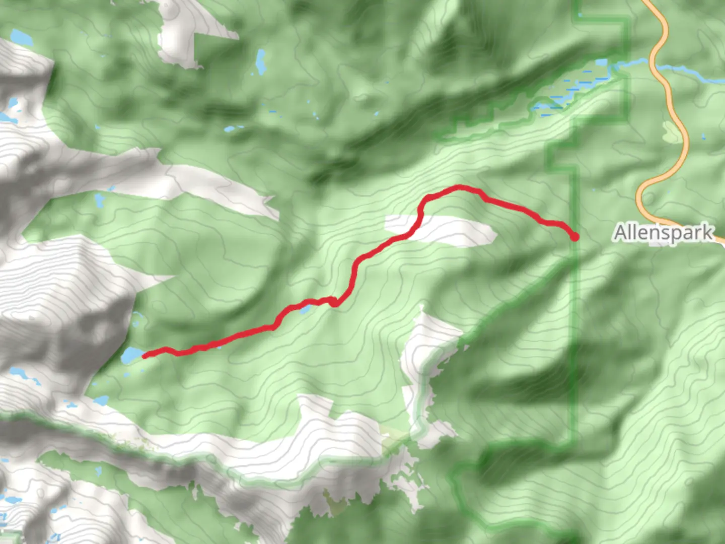 An image depicting the trail Pear Lake and Pinch Lake via Allenspark Trail and its surrounding area.