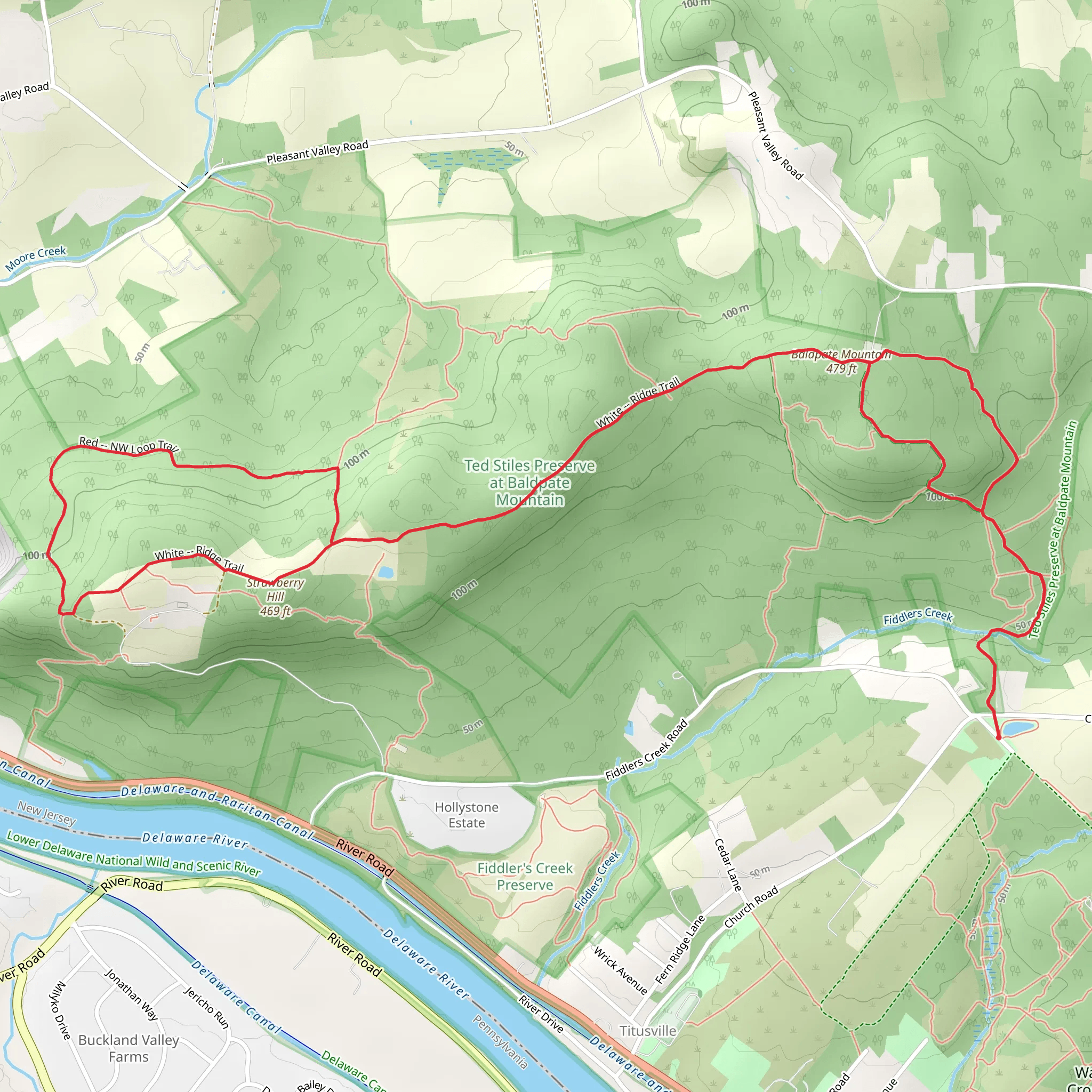 Kuser, White-Ridge and Baldpate Mountain Loop Trail mobile static map