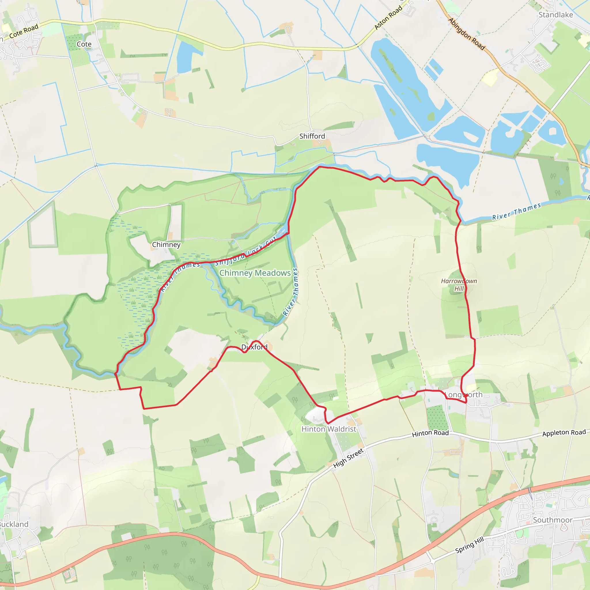 Longworth and Chimney Meadows Loop mobile static map