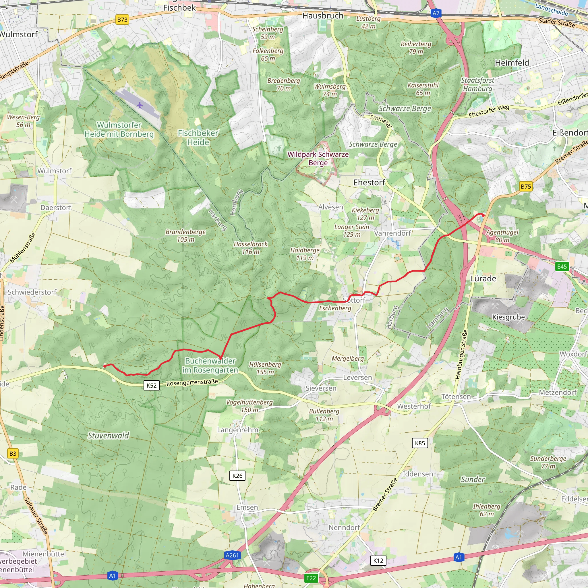 Marmstorf to Karlstein Walk mobile static map