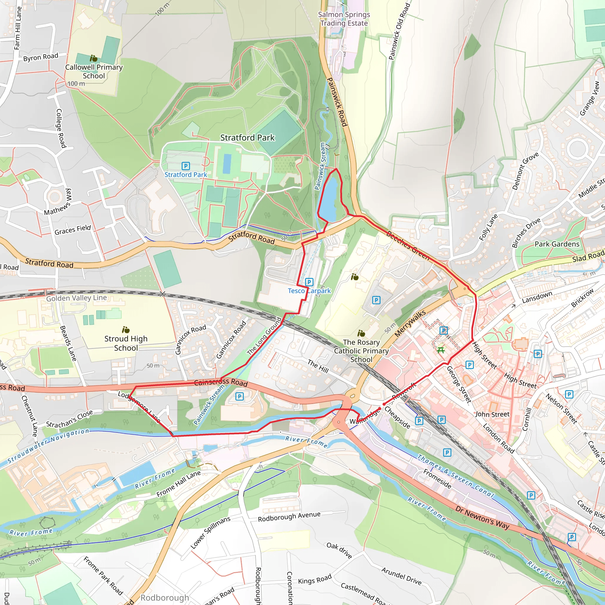 Circular via Canal and Stratford Park mobile static map
