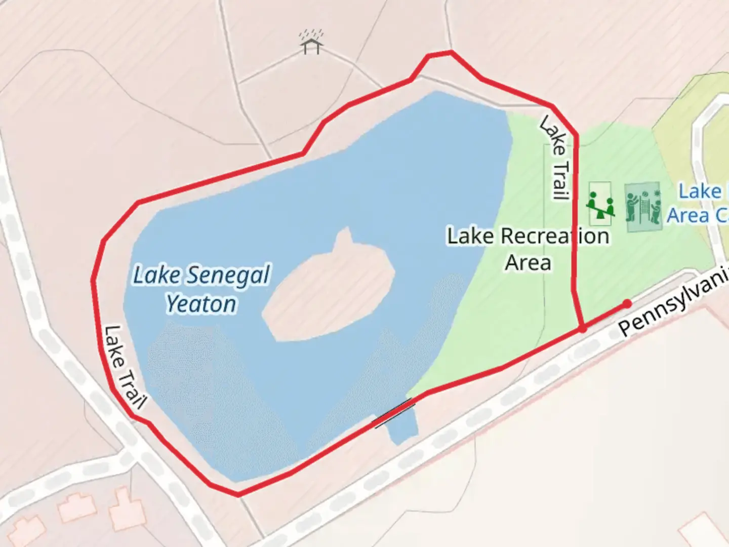 An image depicting the trail Lake Senegal Yeaton Loop and its surrounding area.