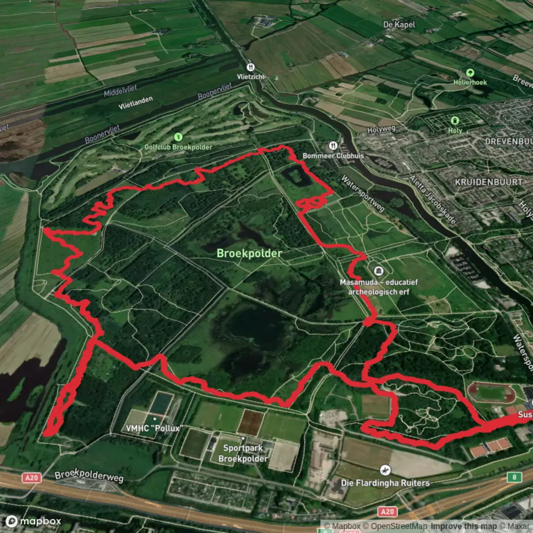An image depicting the trail Broekpolder Loop and its surrounding area.