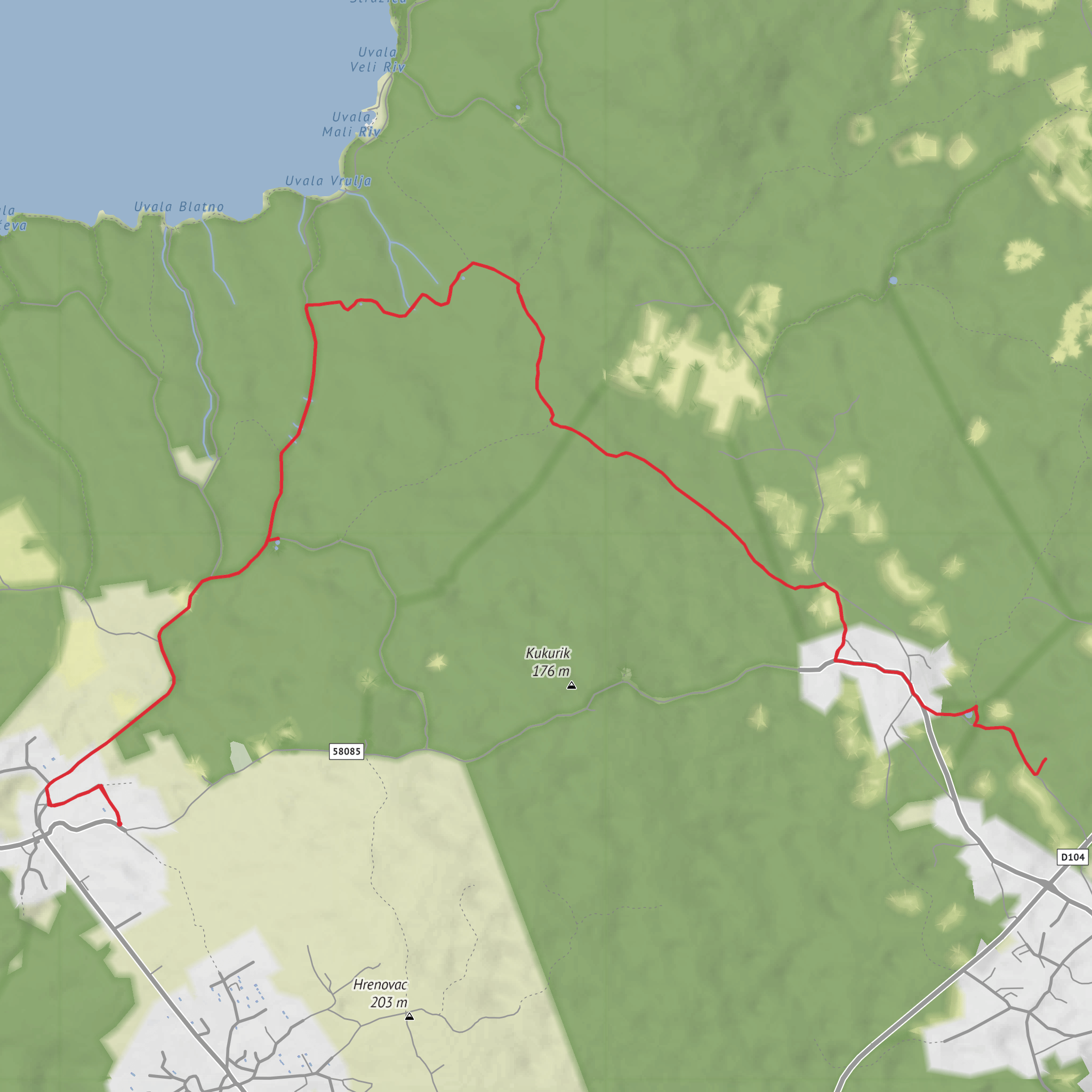 Hike from Milohnici via Oak Locvica and Lokva Menkova mobile static map