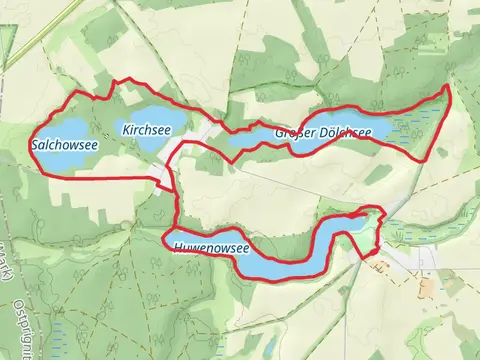Huwenowsee, Kirchsee and Grober Dolchsee Loop