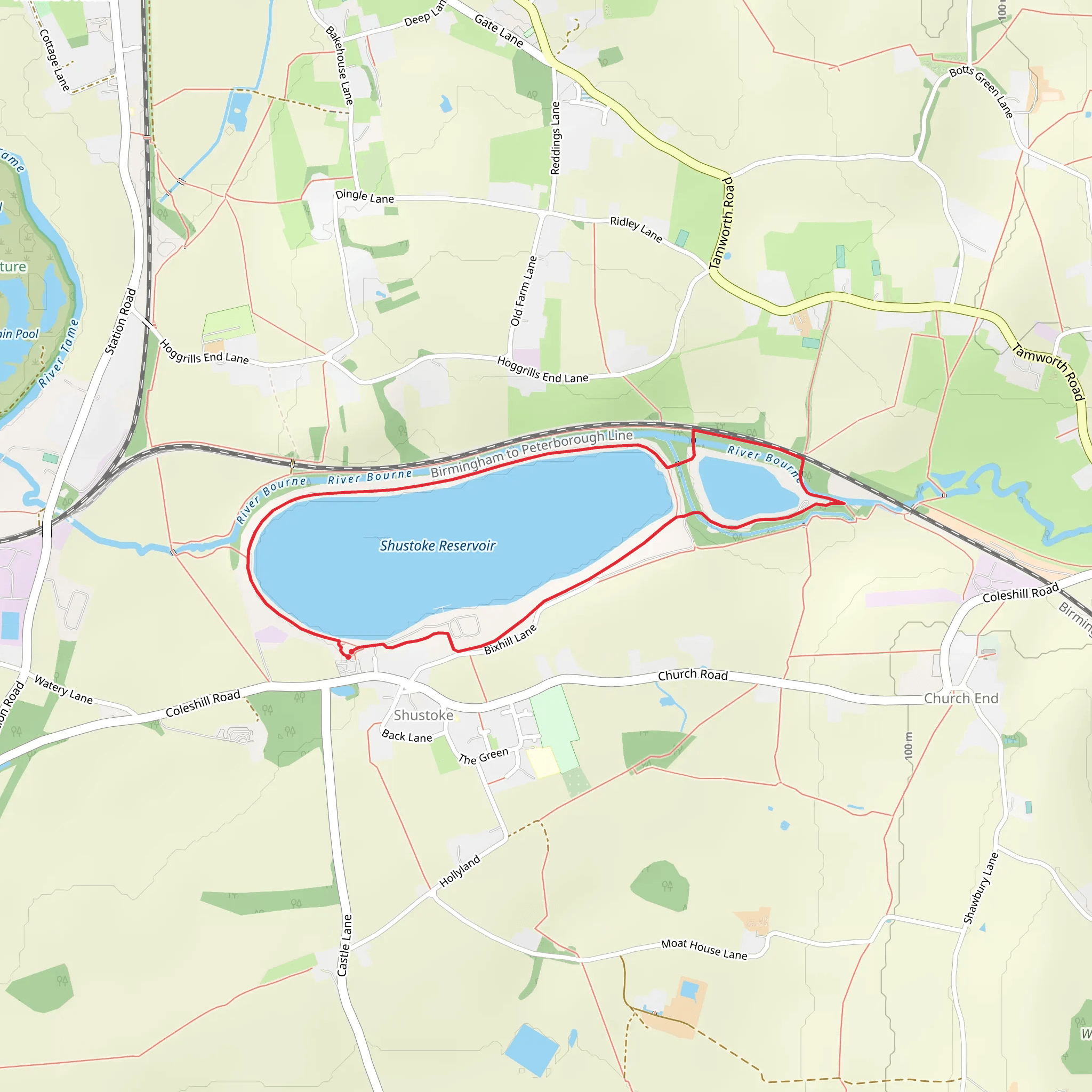 Shustoke Reservoir Loop mobile static map