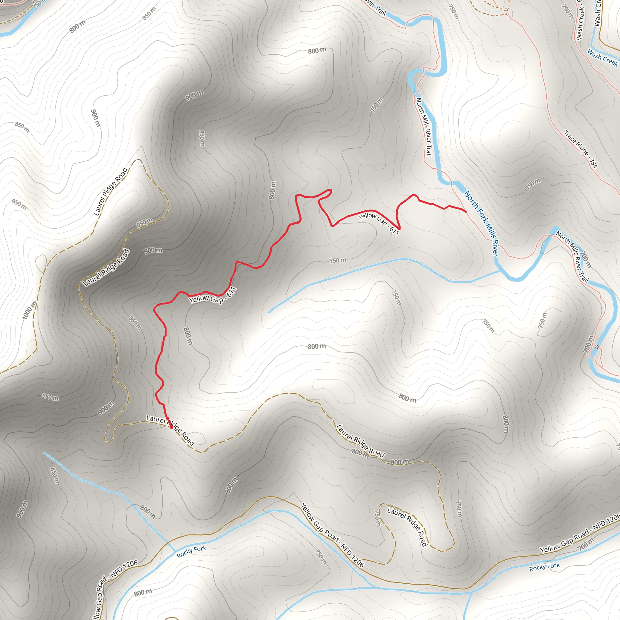 Yellow Gap Trail mobile static map