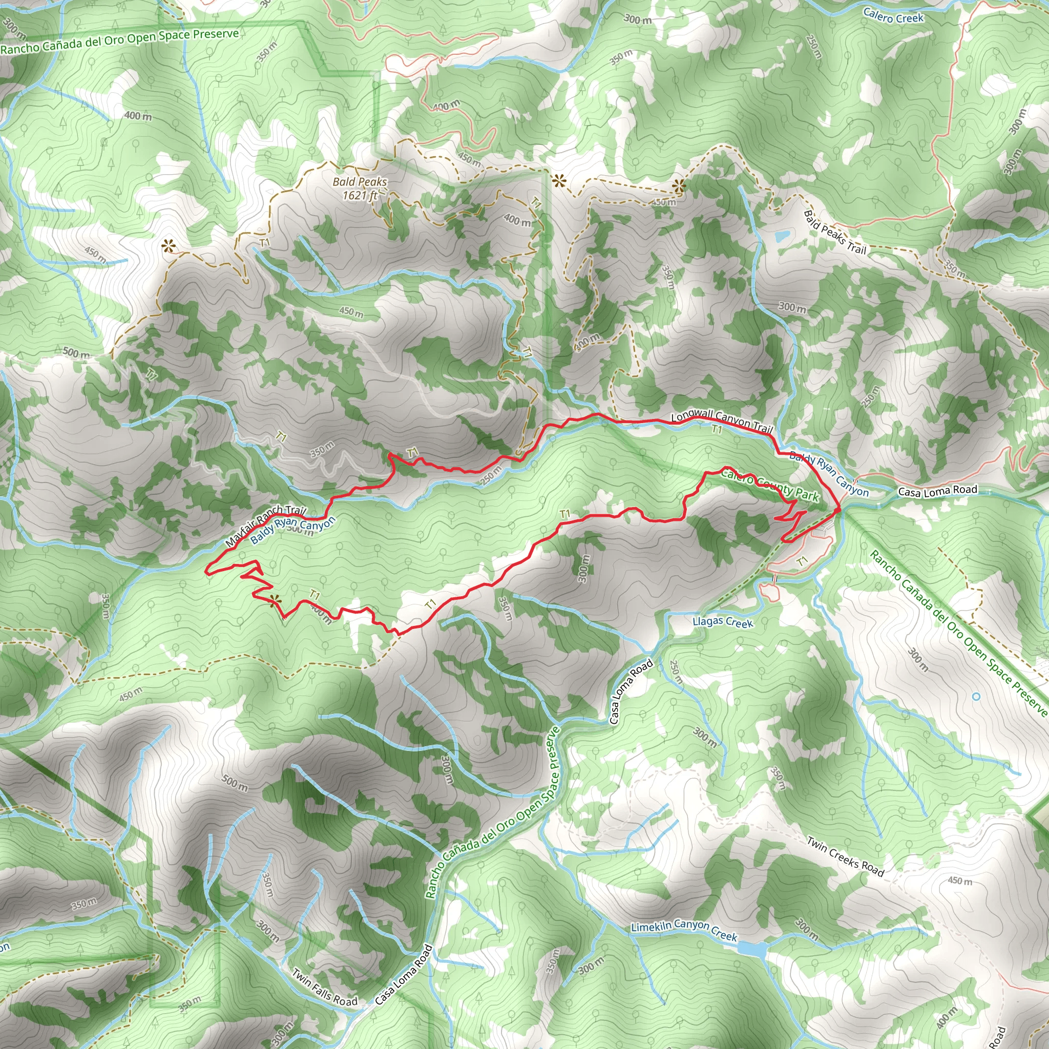 Llagas Canyon and Mayfair Ranch Loop Trail mobile static map