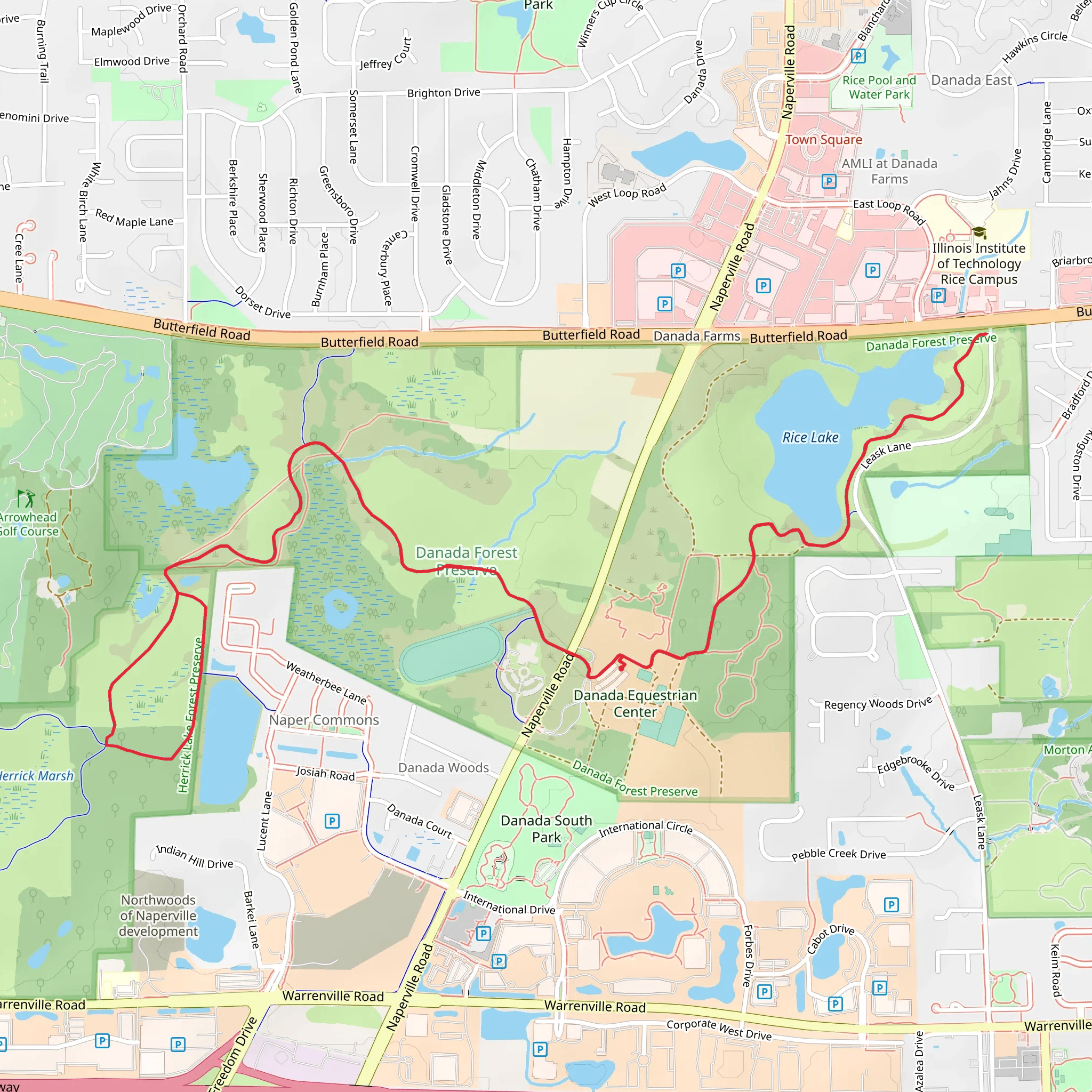 Bluebird, Danada-Herrick Lake Regional and Rice Lake Trail mobile static map