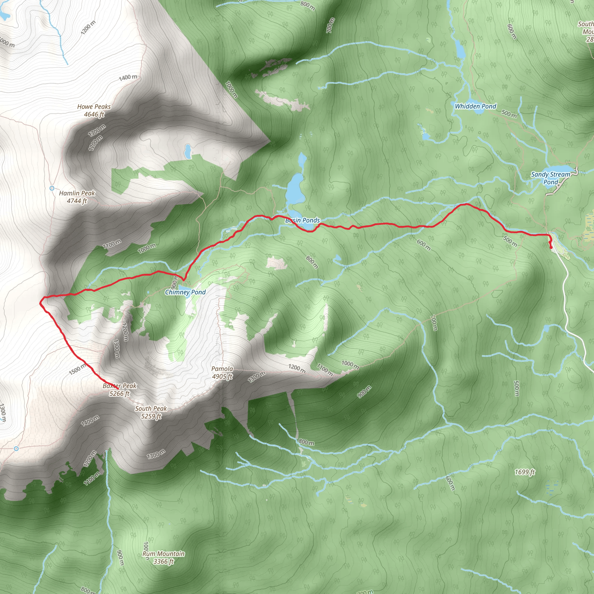 Mount Katahdin via Roaring Brook Campground mobile static map