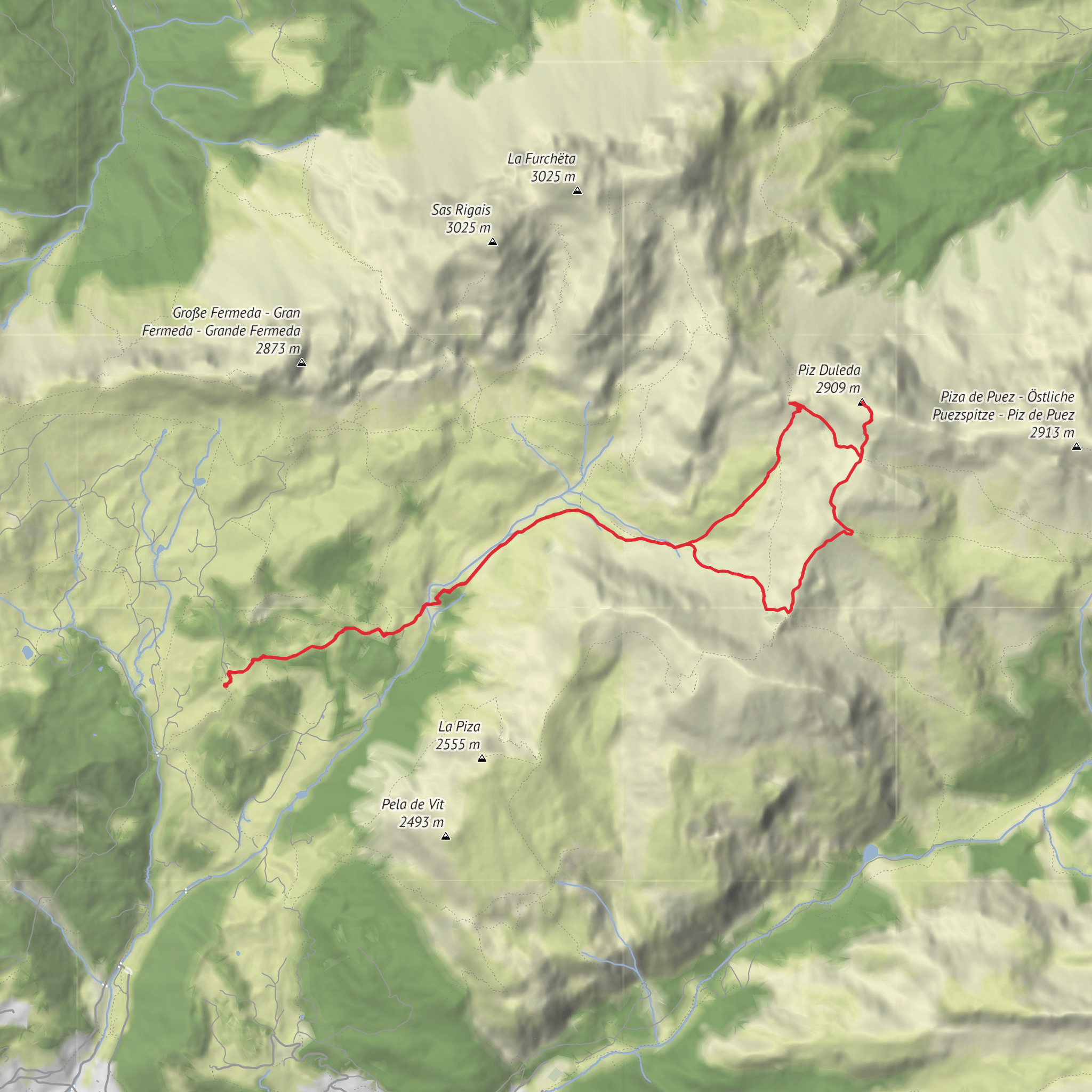 Hike 14 - Col_Raiser__Via_Ferrata_Piz_Duleda mobile static map