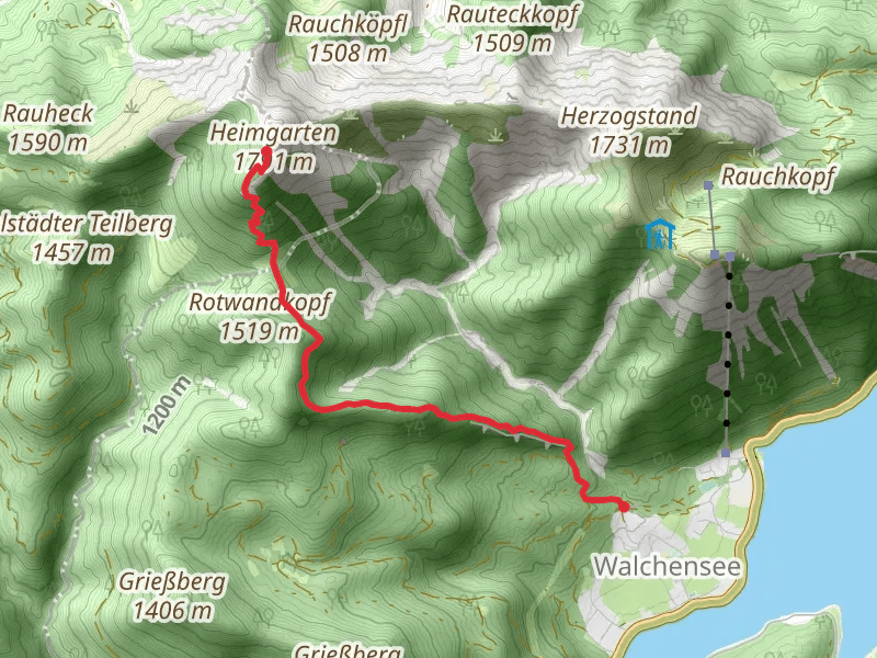 Weisser Schrofen to Whs Heimgartenhuette via Wanderweg Blau