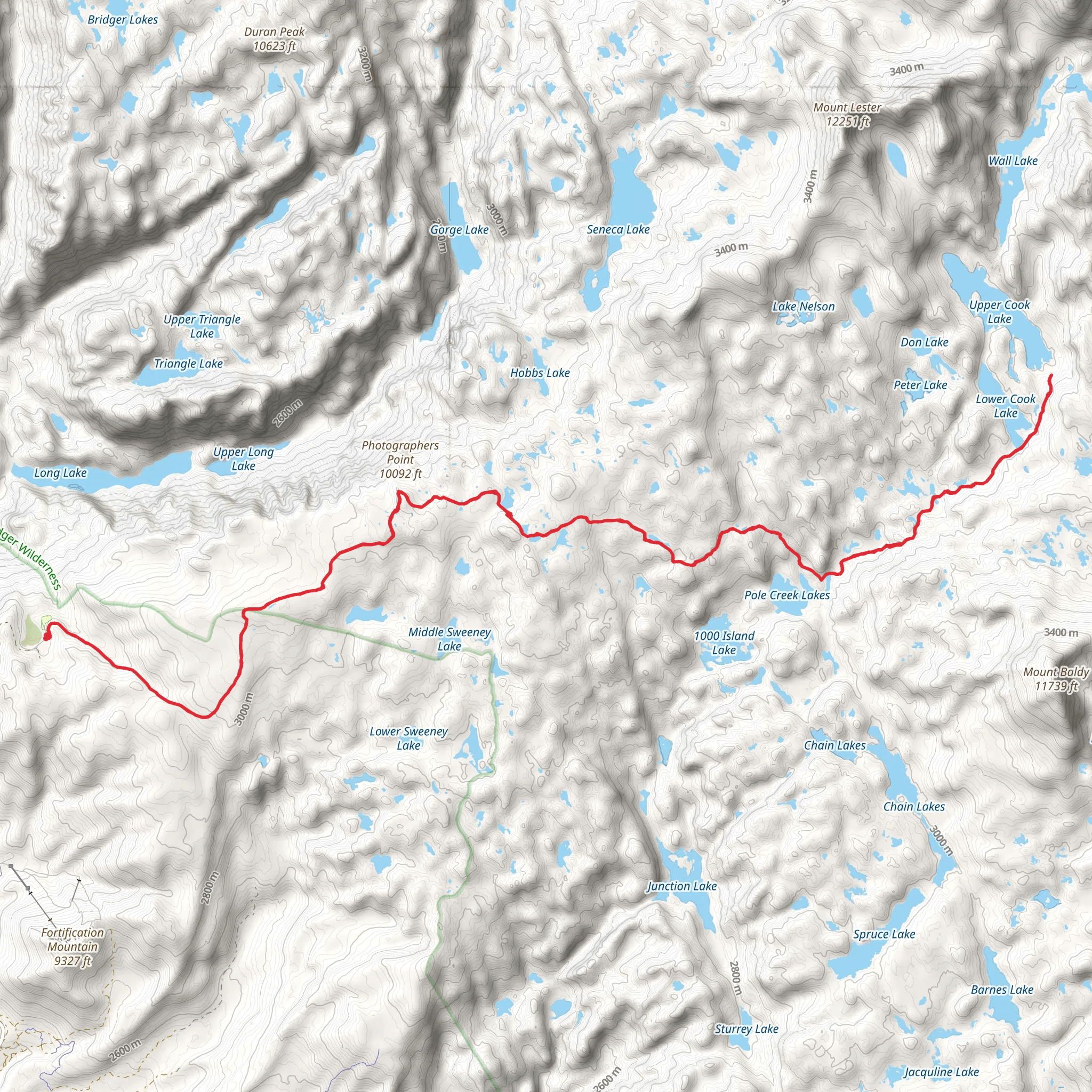 Pole Creek Trail and Cook Lake mobile static map