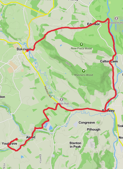 Hike on Bakewell to Youlgreave mobile static map