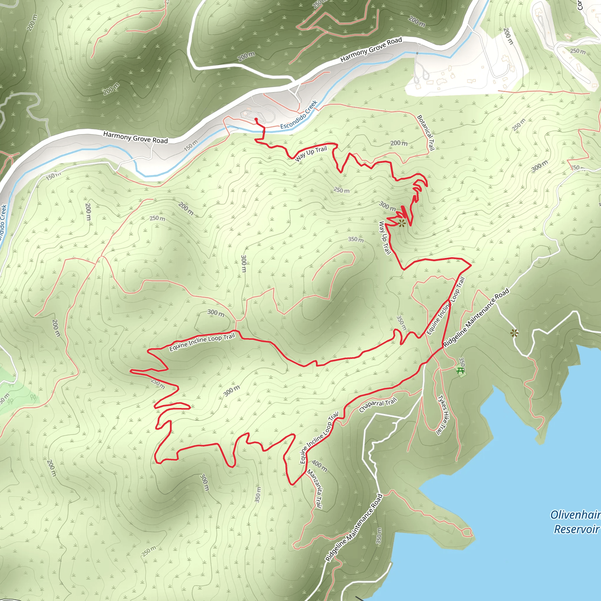 Way Up and Equine Incline Loop Trail mobile static map