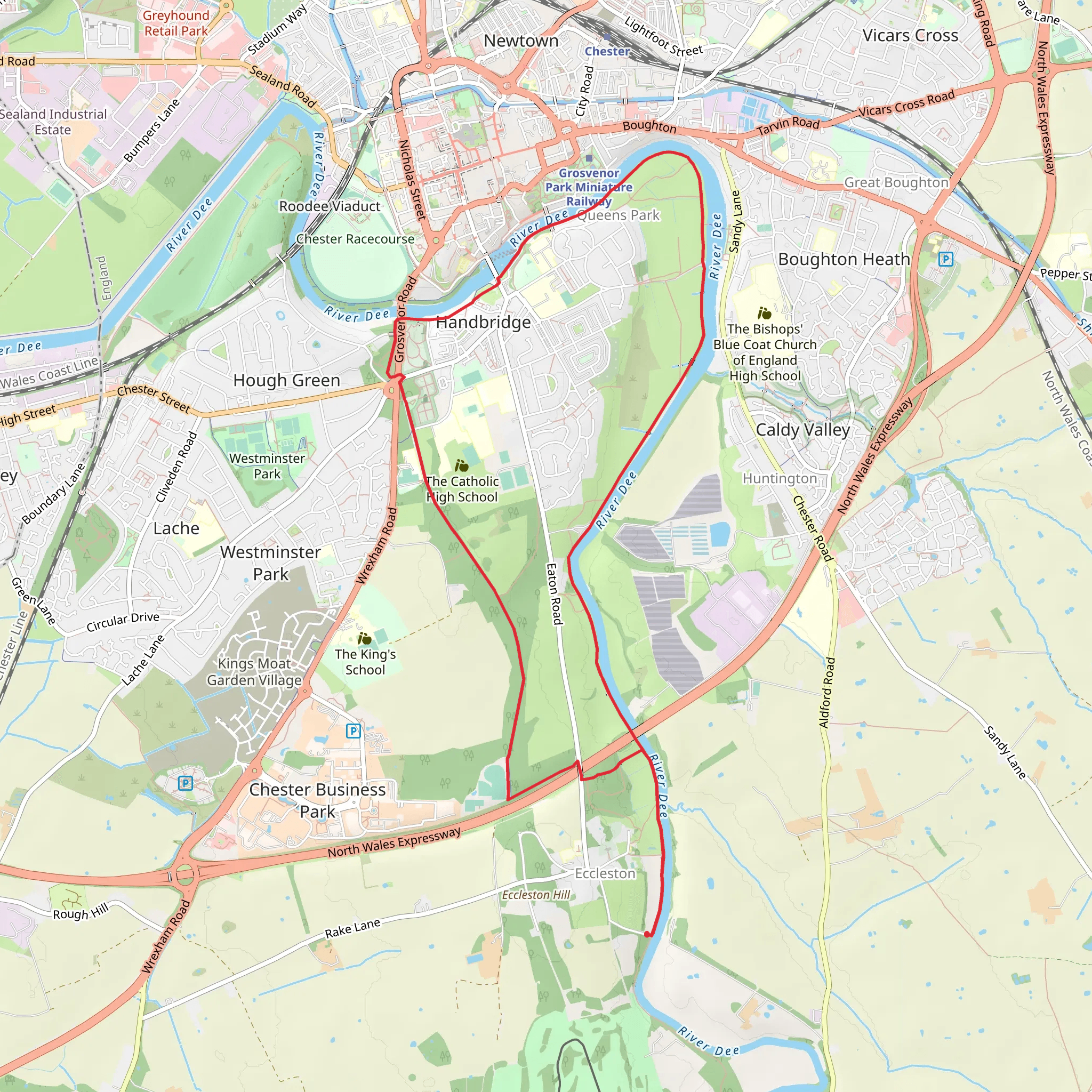 River Dee, Queen's Park and Roman Settlement Loop mobile static map