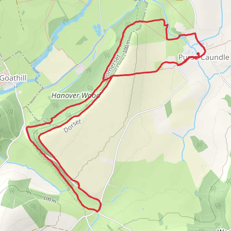A map preview of the recording West Dorset Trail Running.