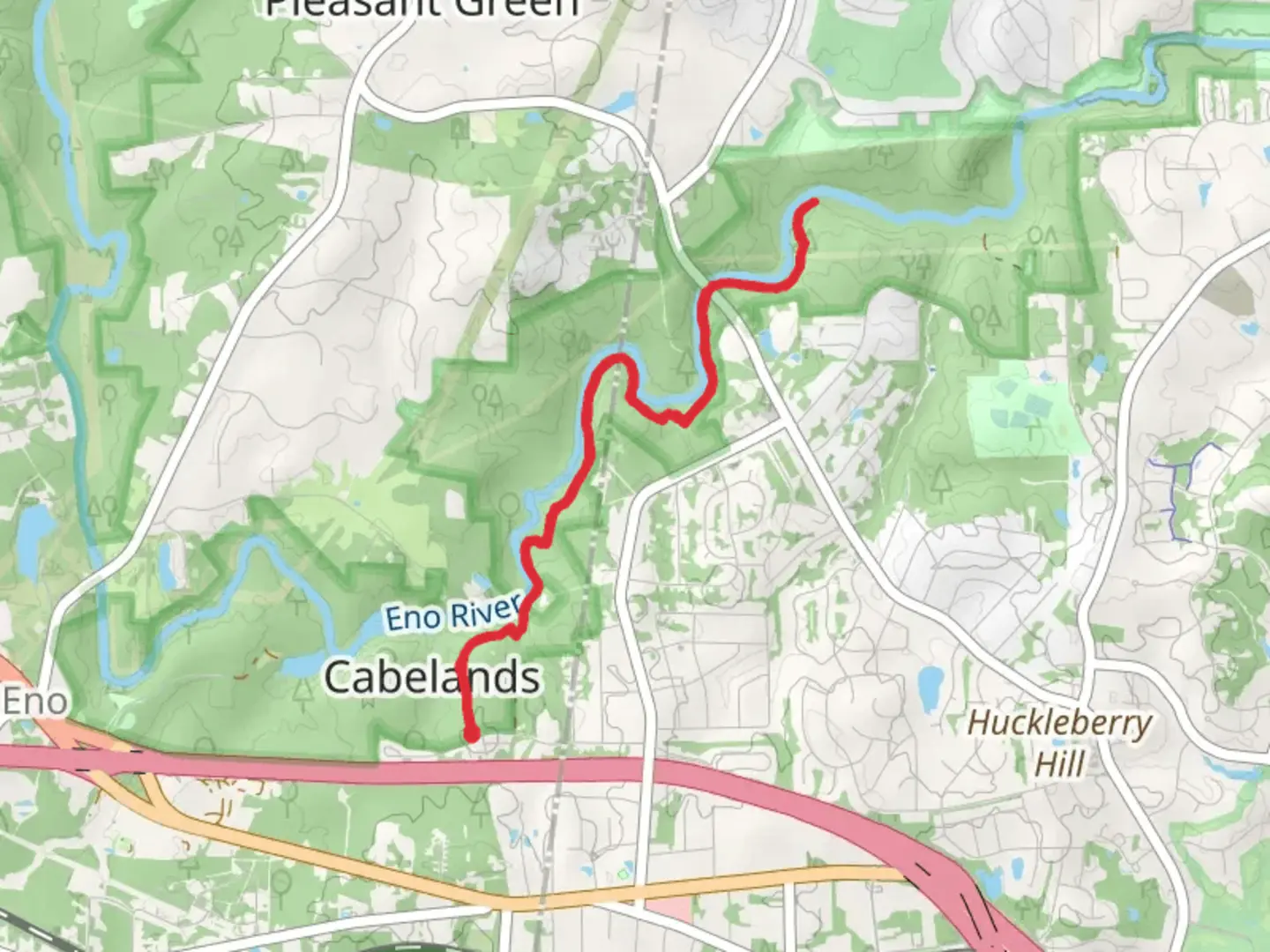 An image depicting the trail Eno River - Laurel Bluffs Trail and its surrounding area.