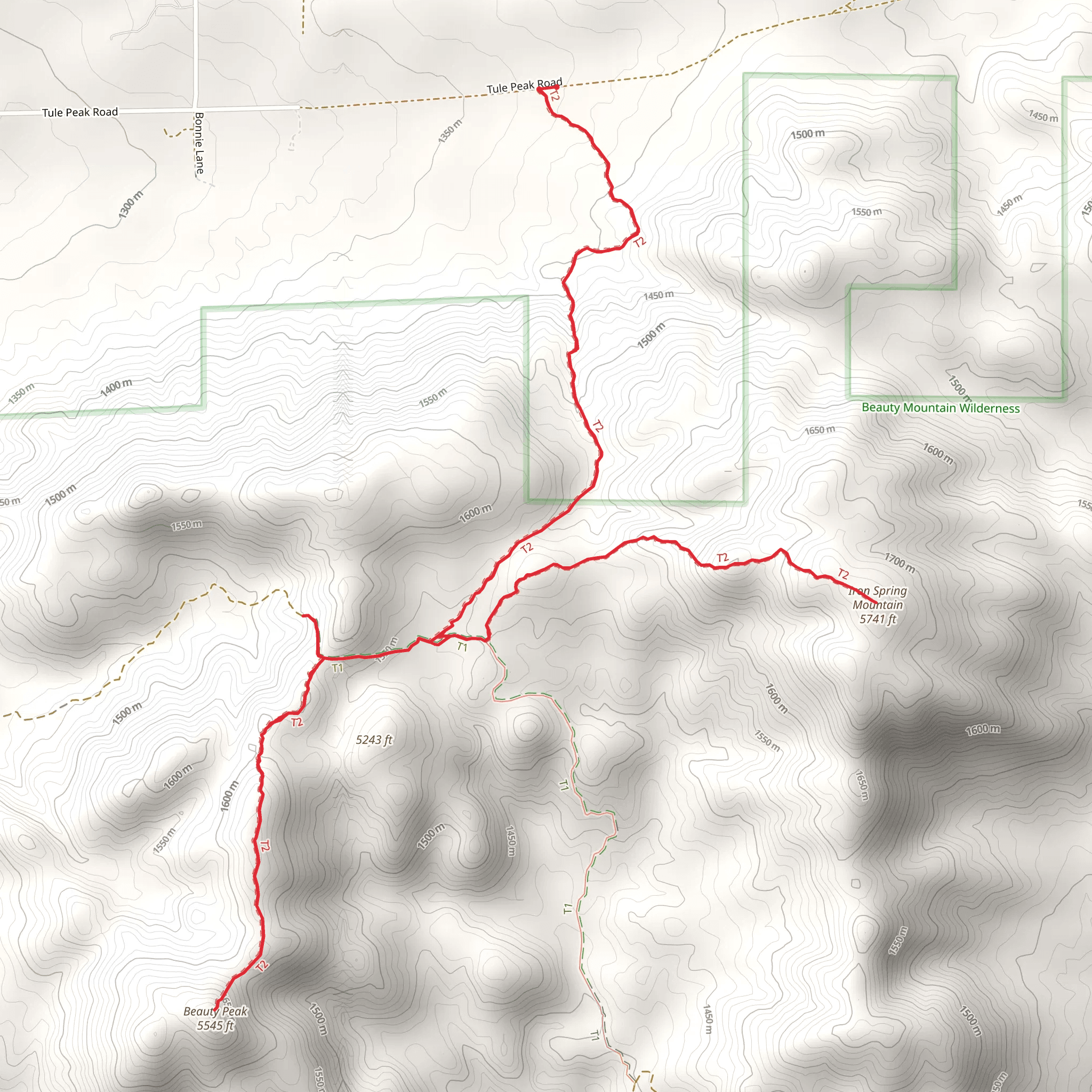 Iron Spring Mountain and Beauty Peak mobile static map