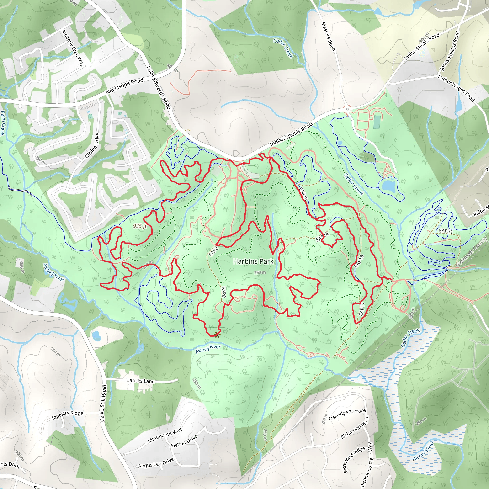 Harbins Park Loop mobile static map