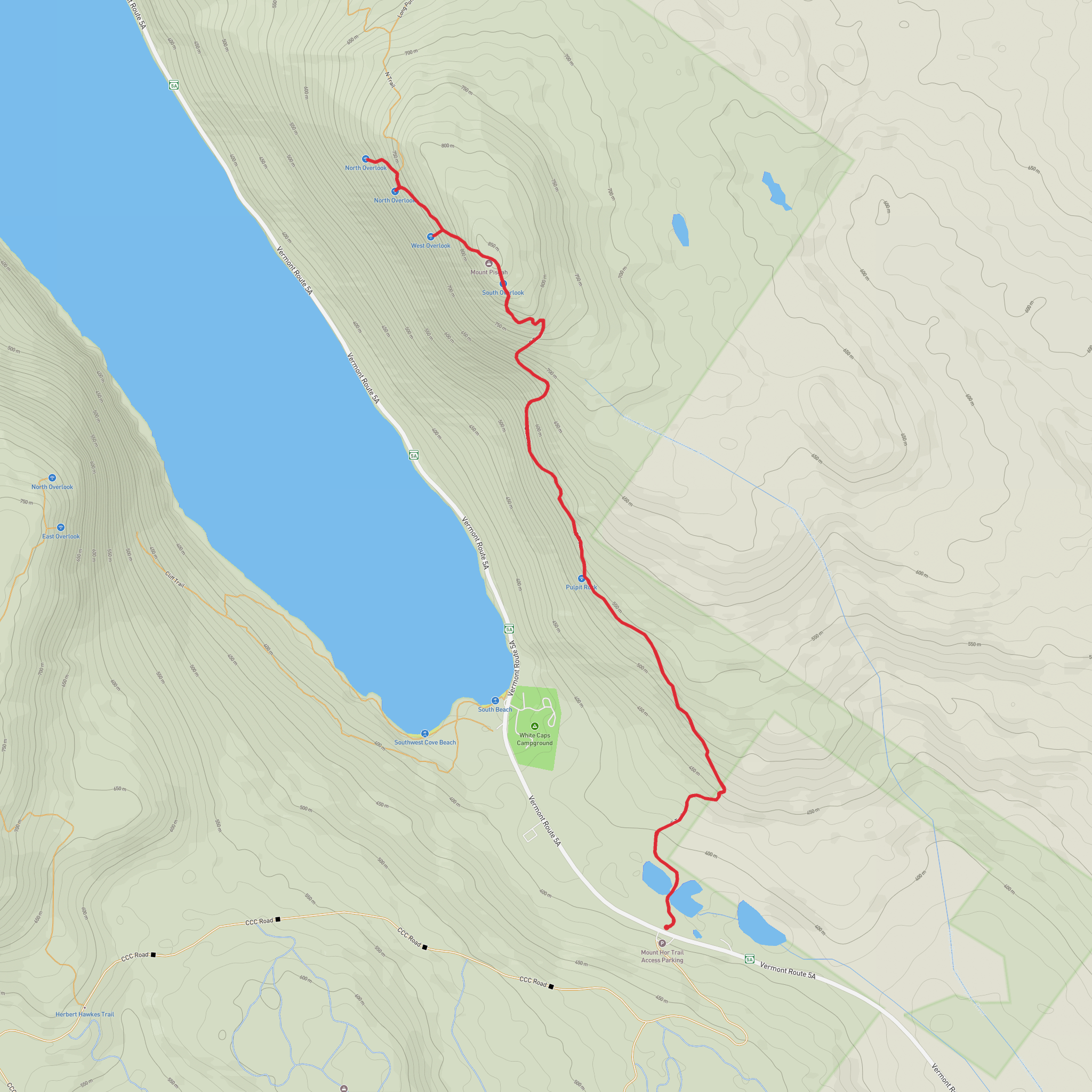 Mount Pisgah via South Trail and North Trail mobile static map