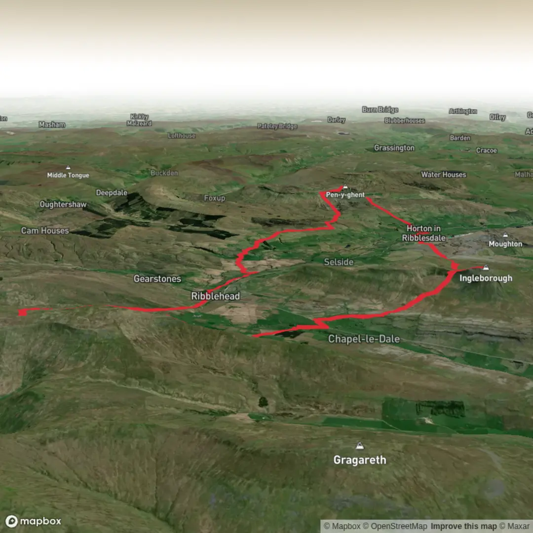 An image depicting the trail Yorkshire Three Peaks and its surrounding area.