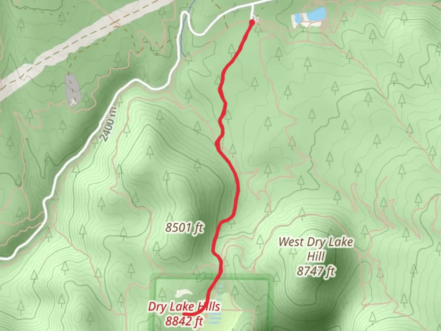 An image depicting the trail Dry Lake Hills via Schultz Loop Trail and its surrounding area.