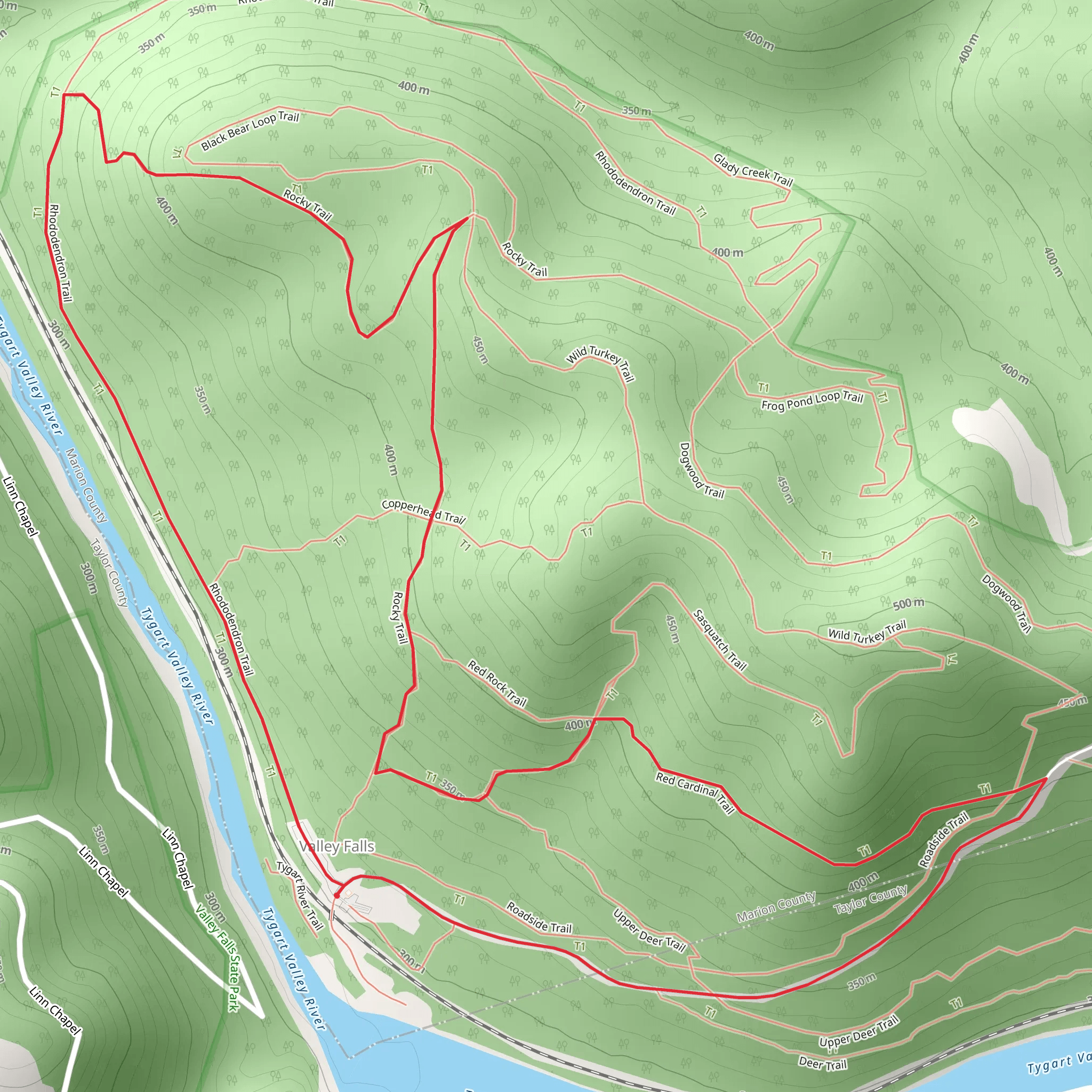 Valley Falls State Park Loop mobile static map