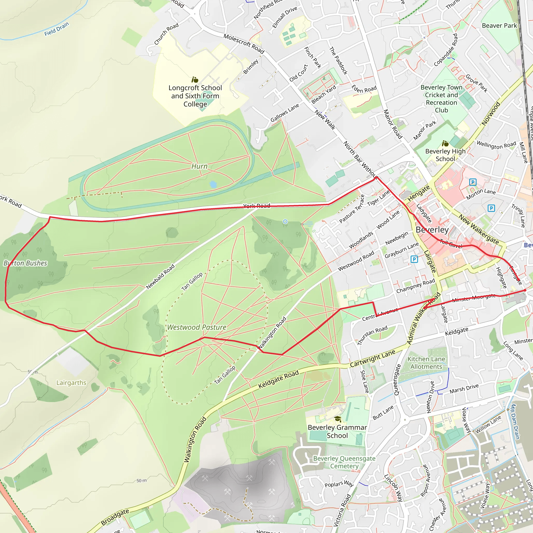 Beverley and the Beverley Westwood mobile static map