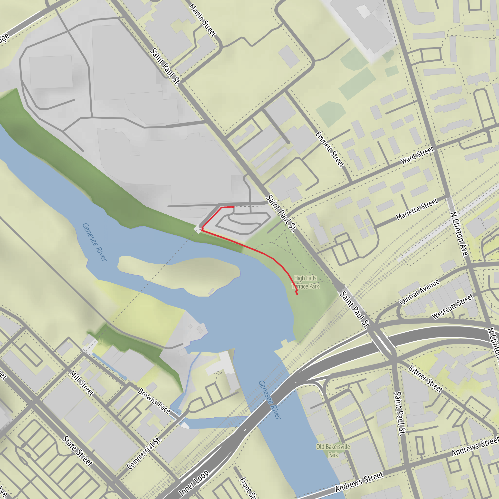 High Falls via Genesee Riverway Trail mobile static map