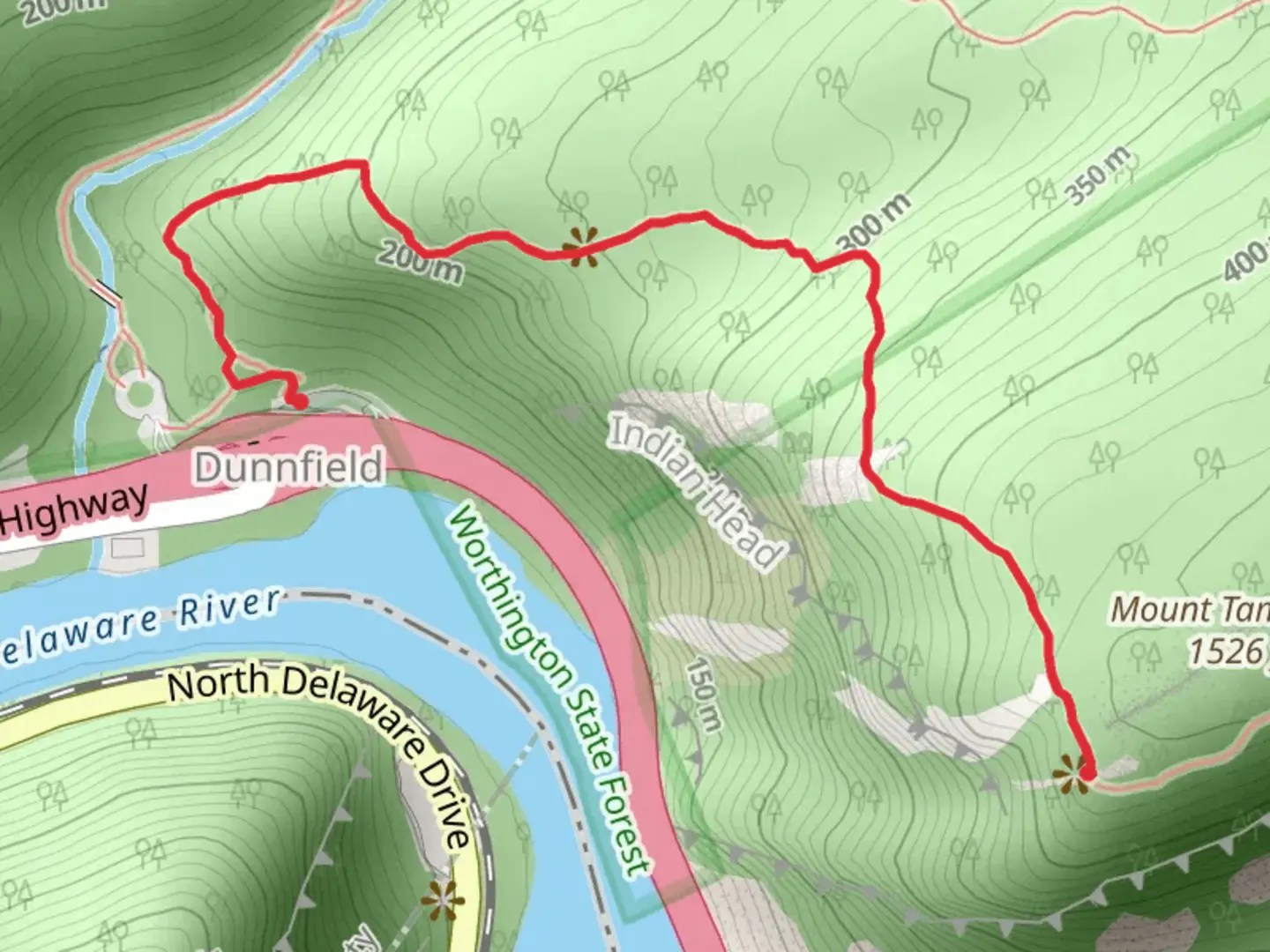 An image depicting the trail Red Dot Trail and its surrounding area.