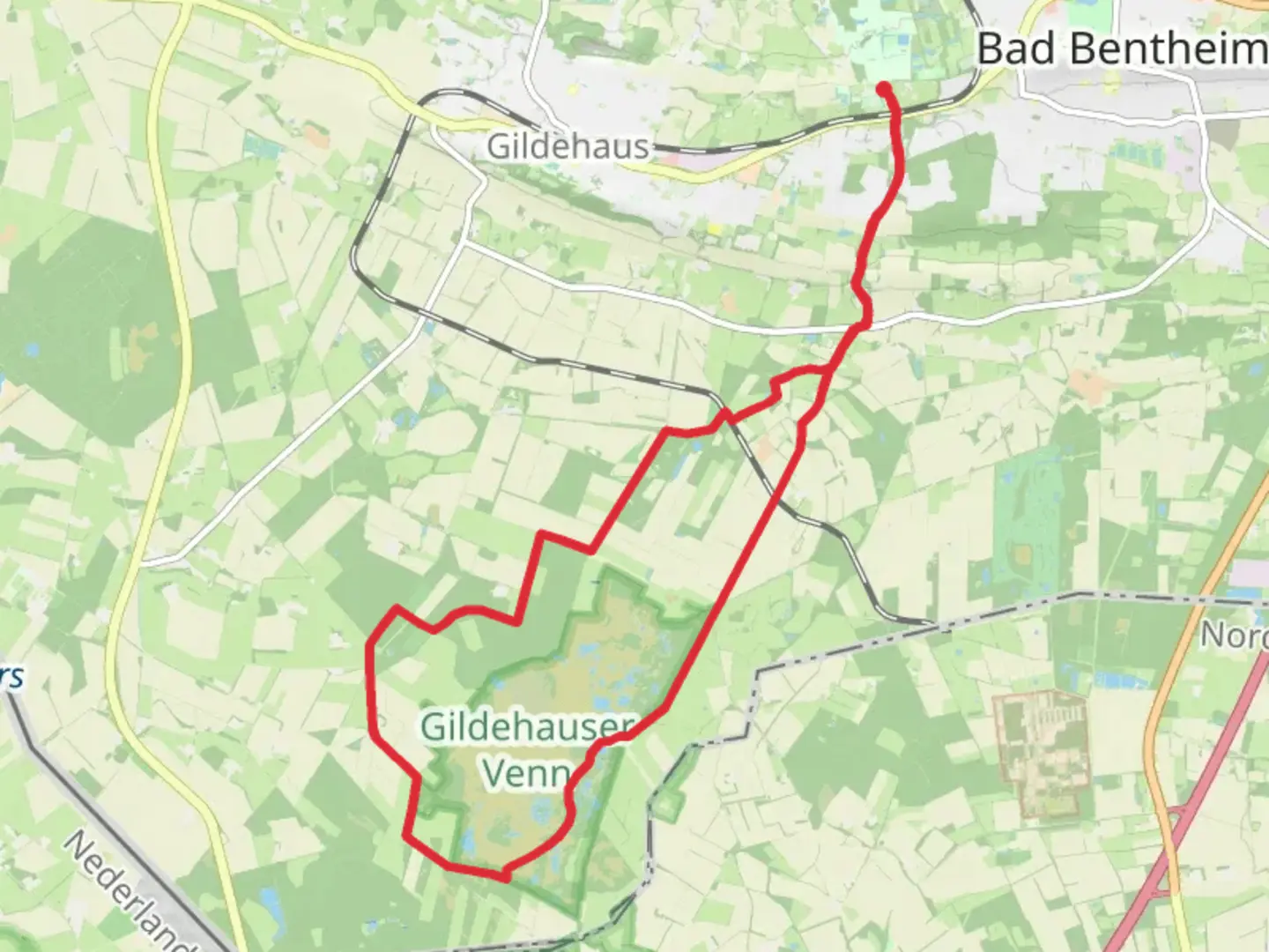 An image depicting the trail Gildehauser Venn Loop and its surrounding area.