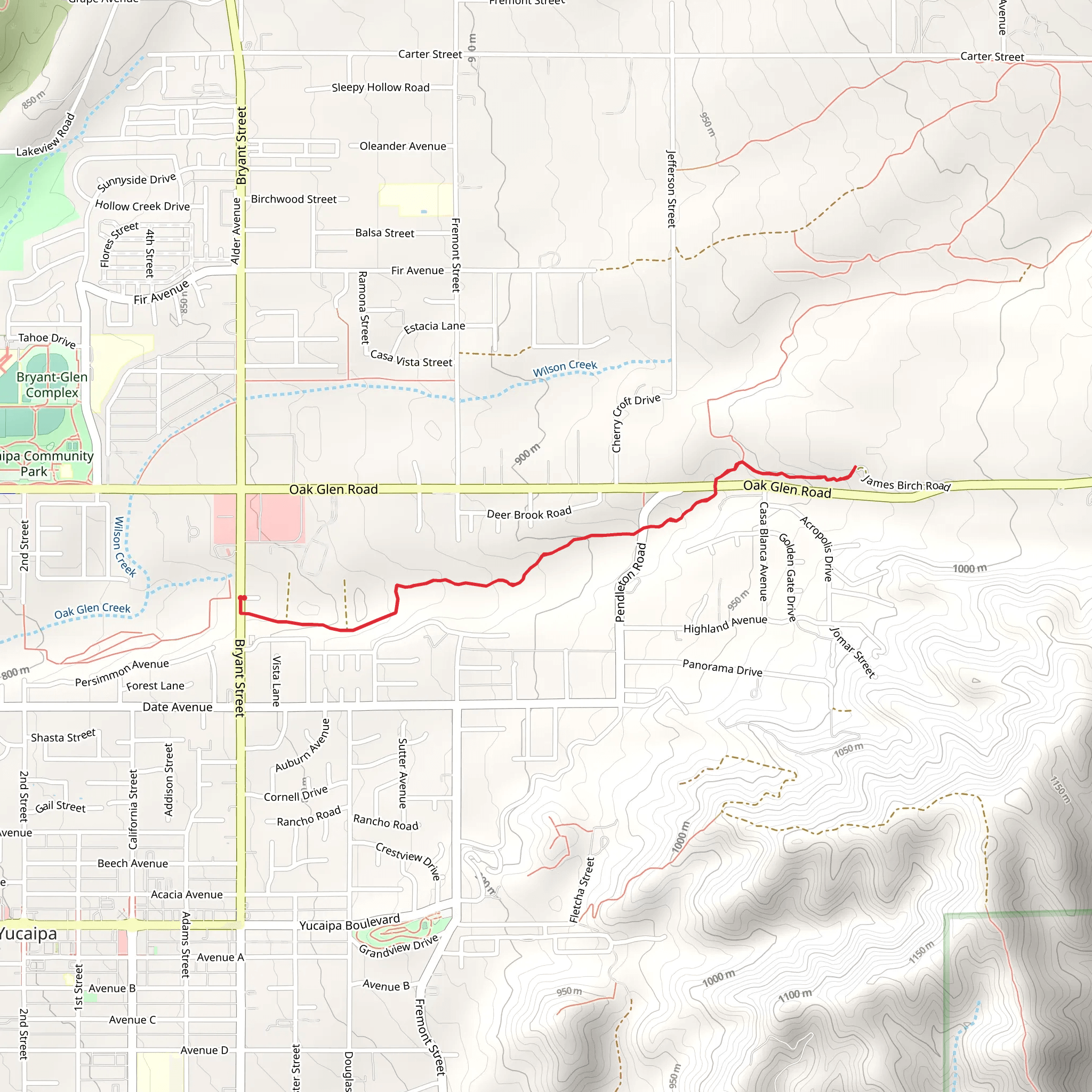 Oak Glen Creek Basins Trail mobile static map