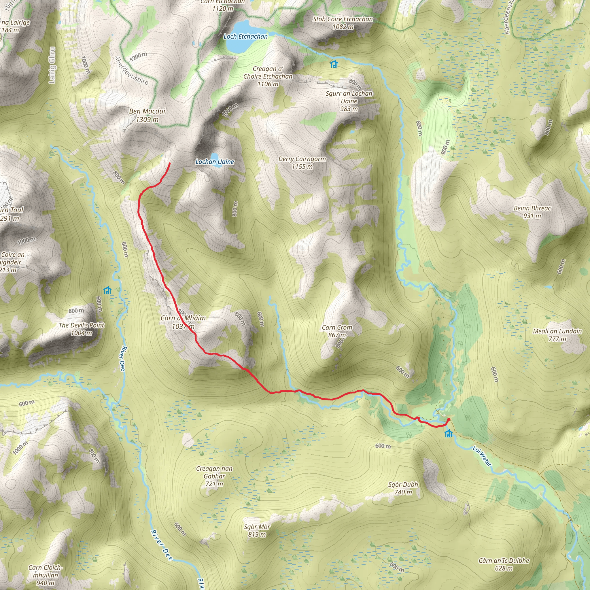 Carn a' Mhaim via Derry Lodge mobile static map