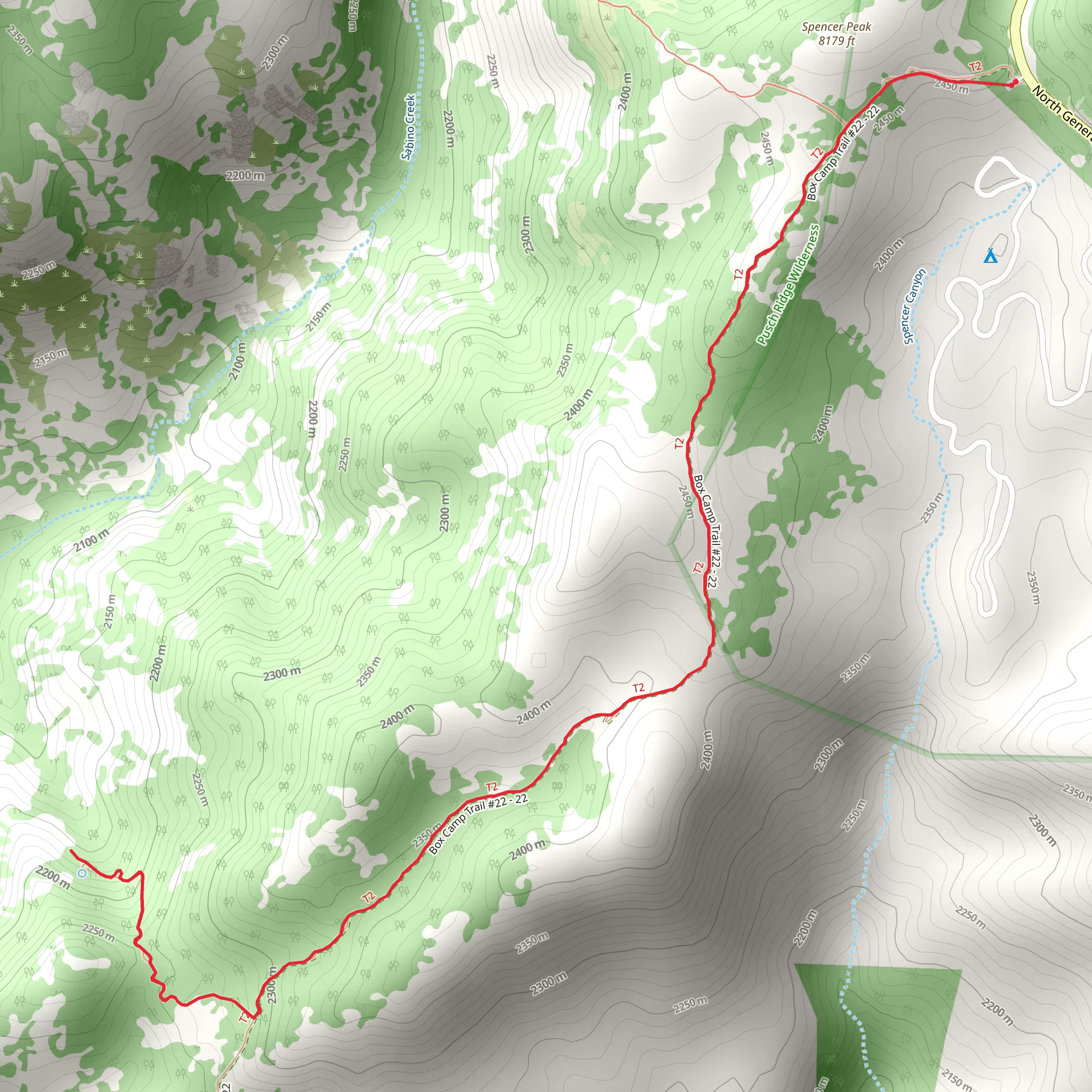 Spencer Peak - Box Camp Trail mobile static map