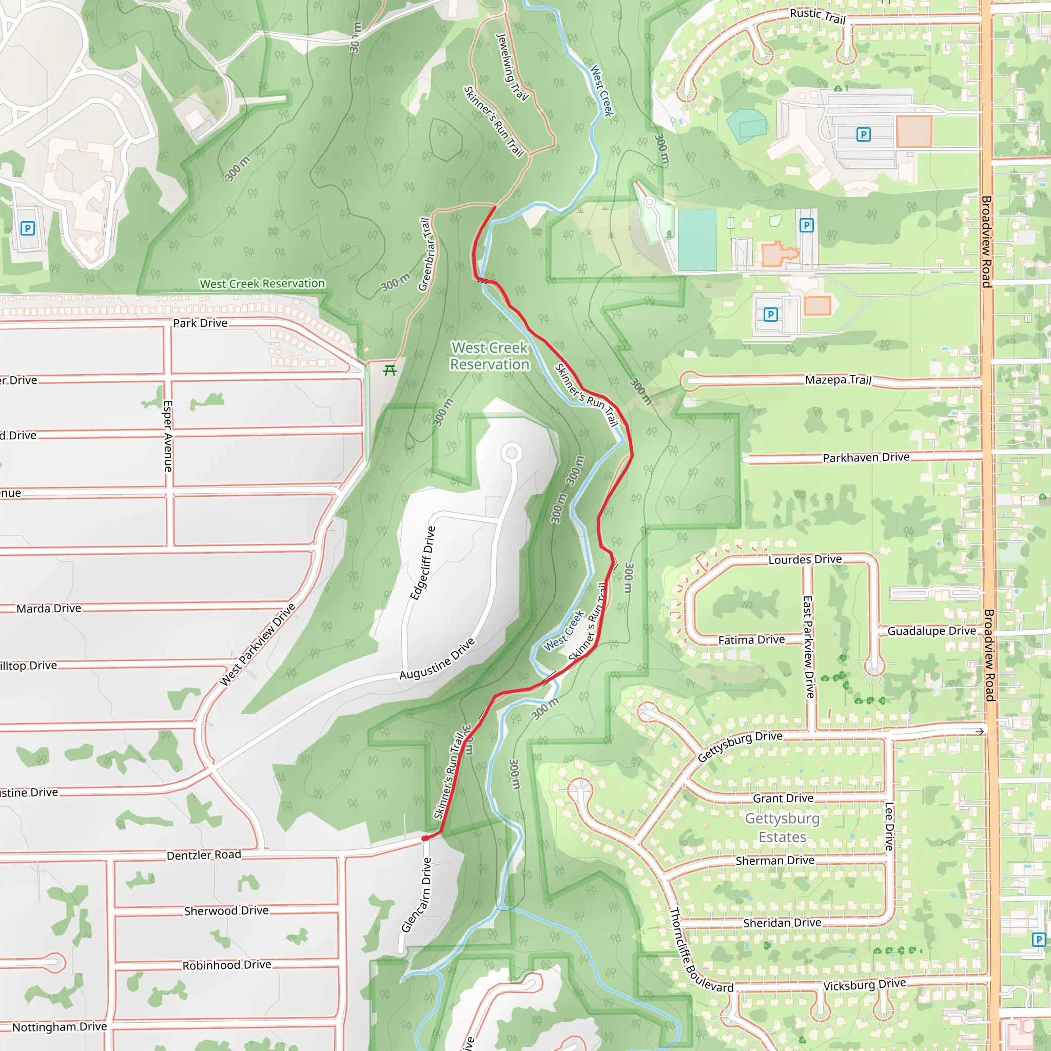 Skinner's Run Trail mobile static map