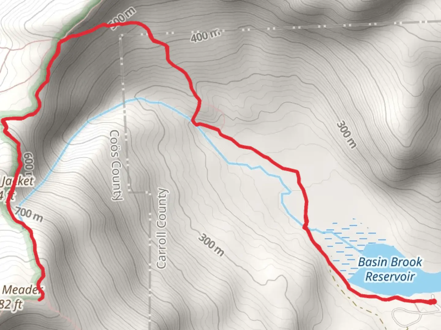 An image depicting the trail Ragged Jacket and Mount Meader Trail and its surrounding area.