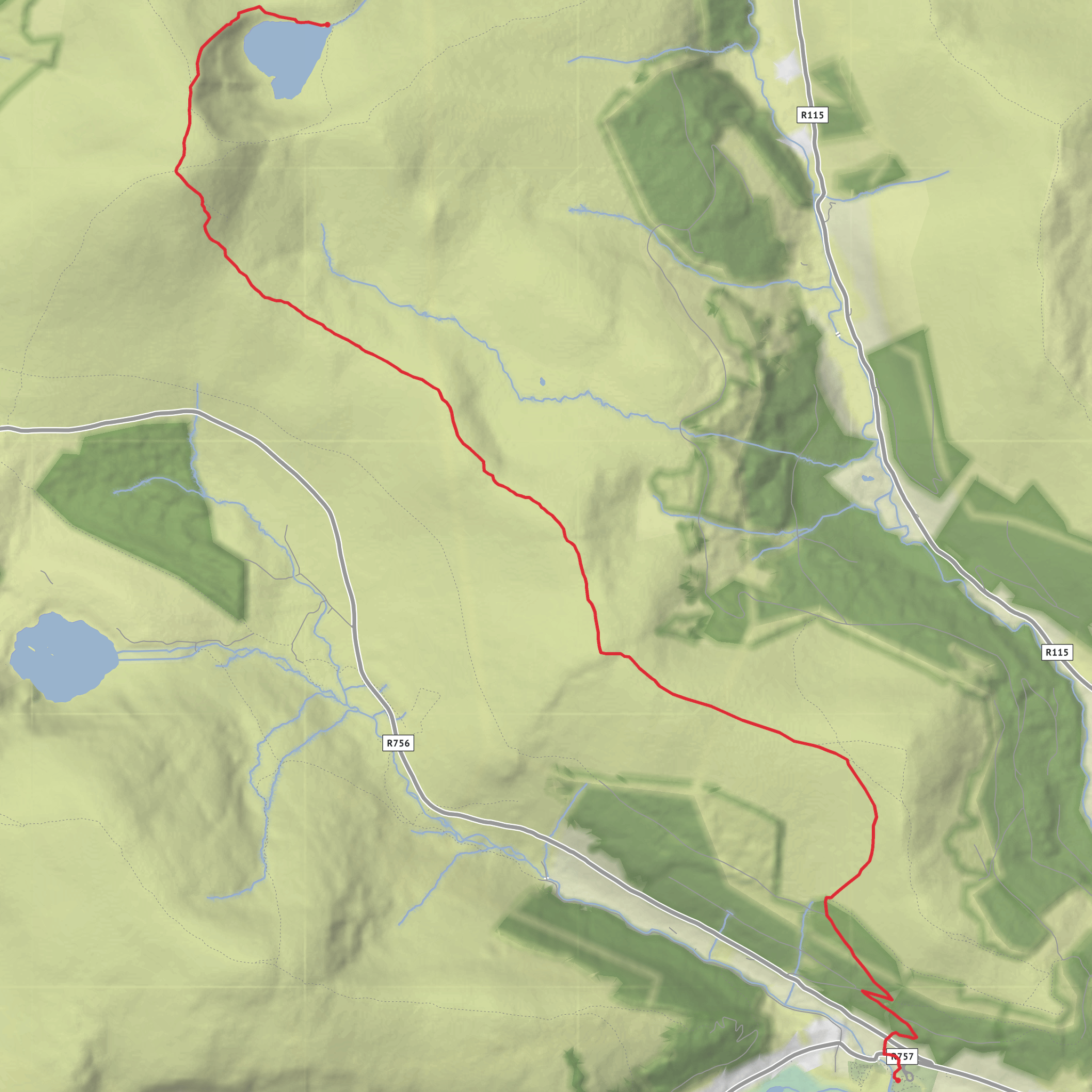 Glendalough to Tonelagee mobile static map