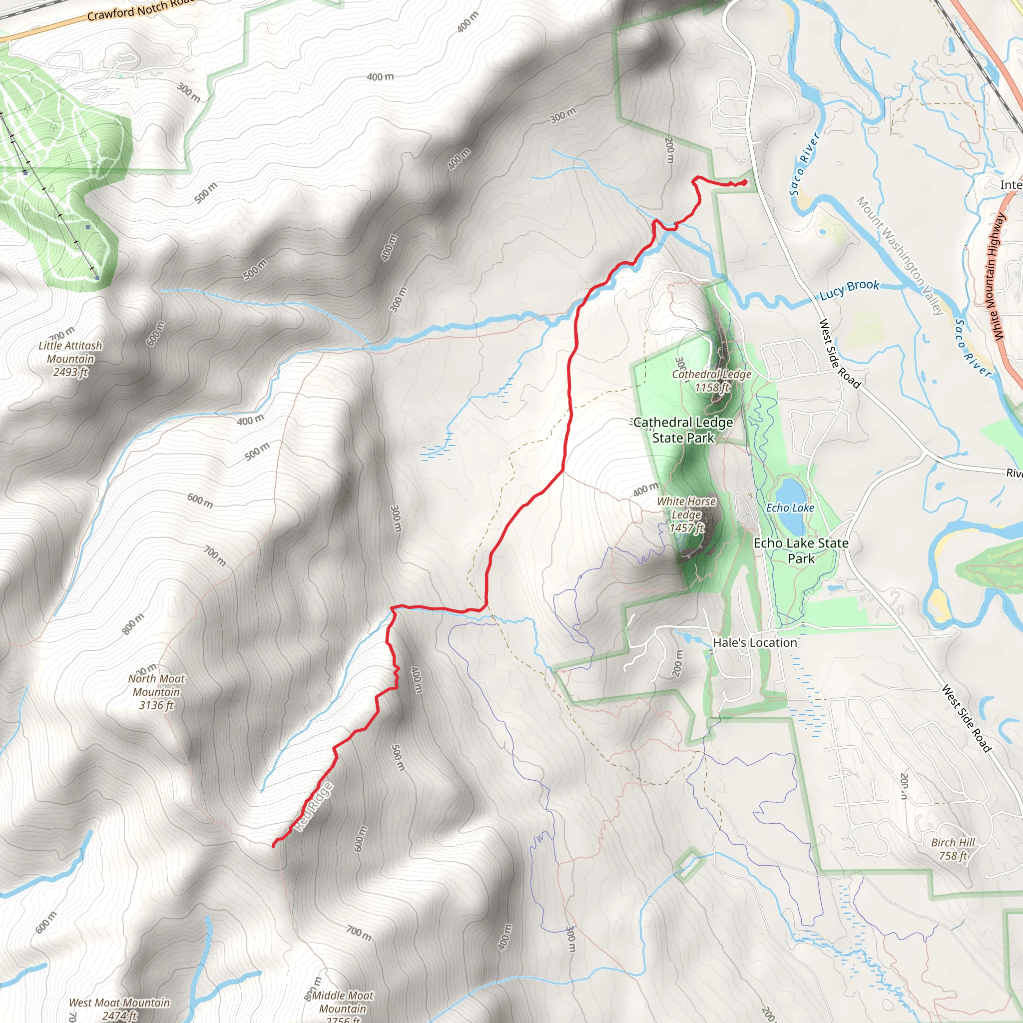 Red Ridge Trail via Moat Mountain Trail mobile static map