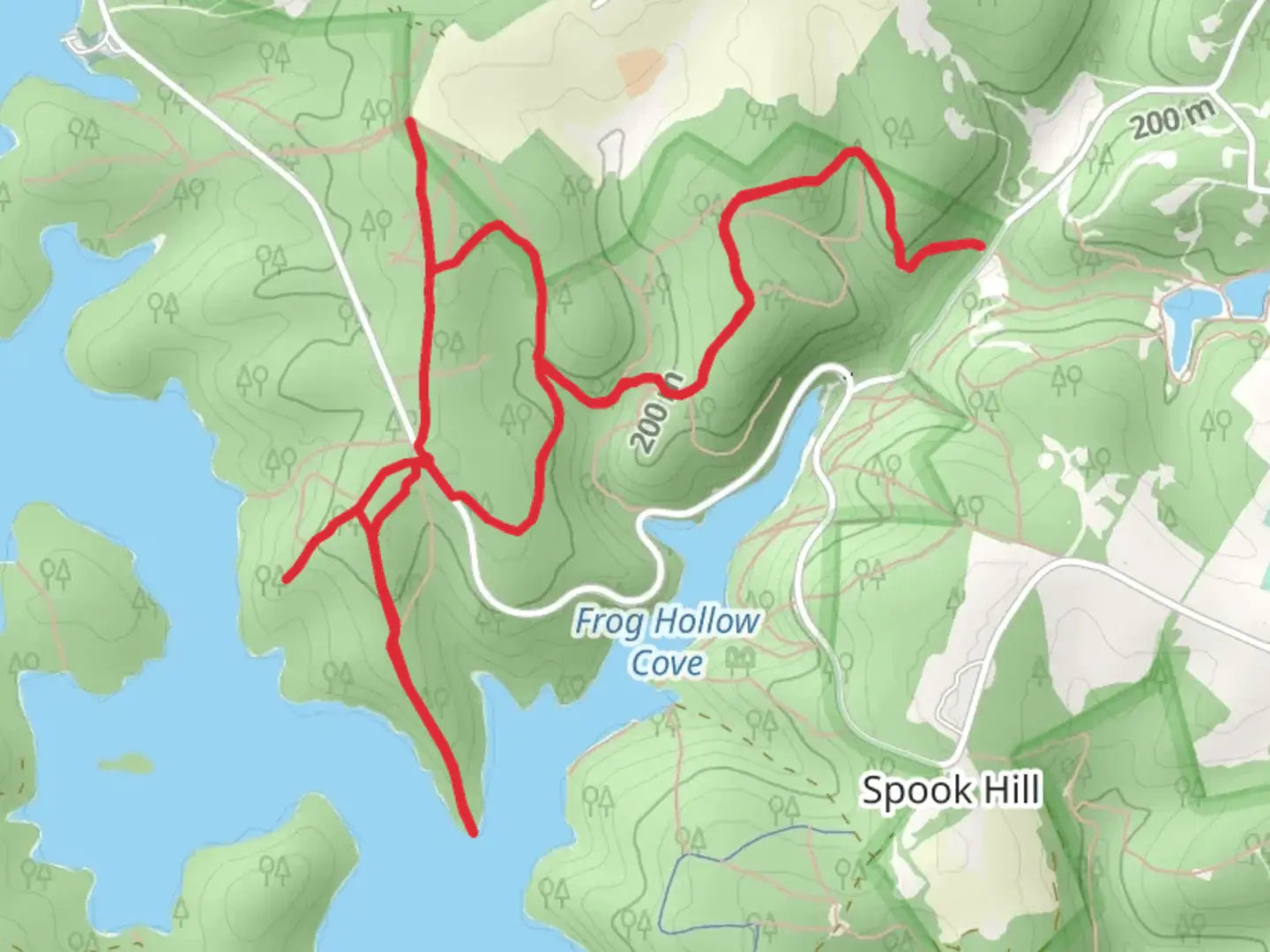 An image depicting the trail Loop around Spooks Hill Road and its surrounding area.