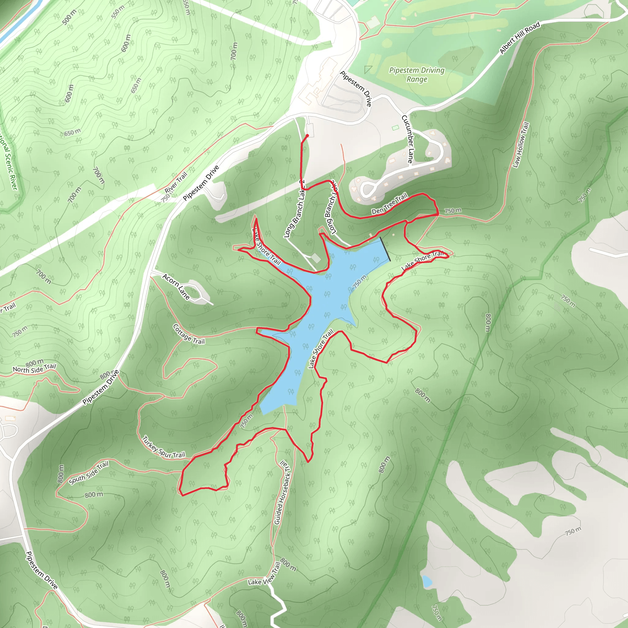 Long Branch Lake Loop mobile static map